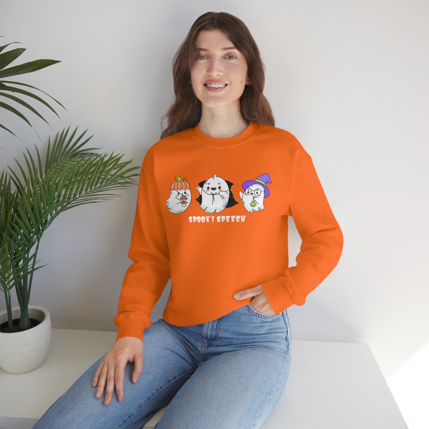 Spooky Speech Cute Ghosts Halloween Sweatshirt for SLP or SLPA