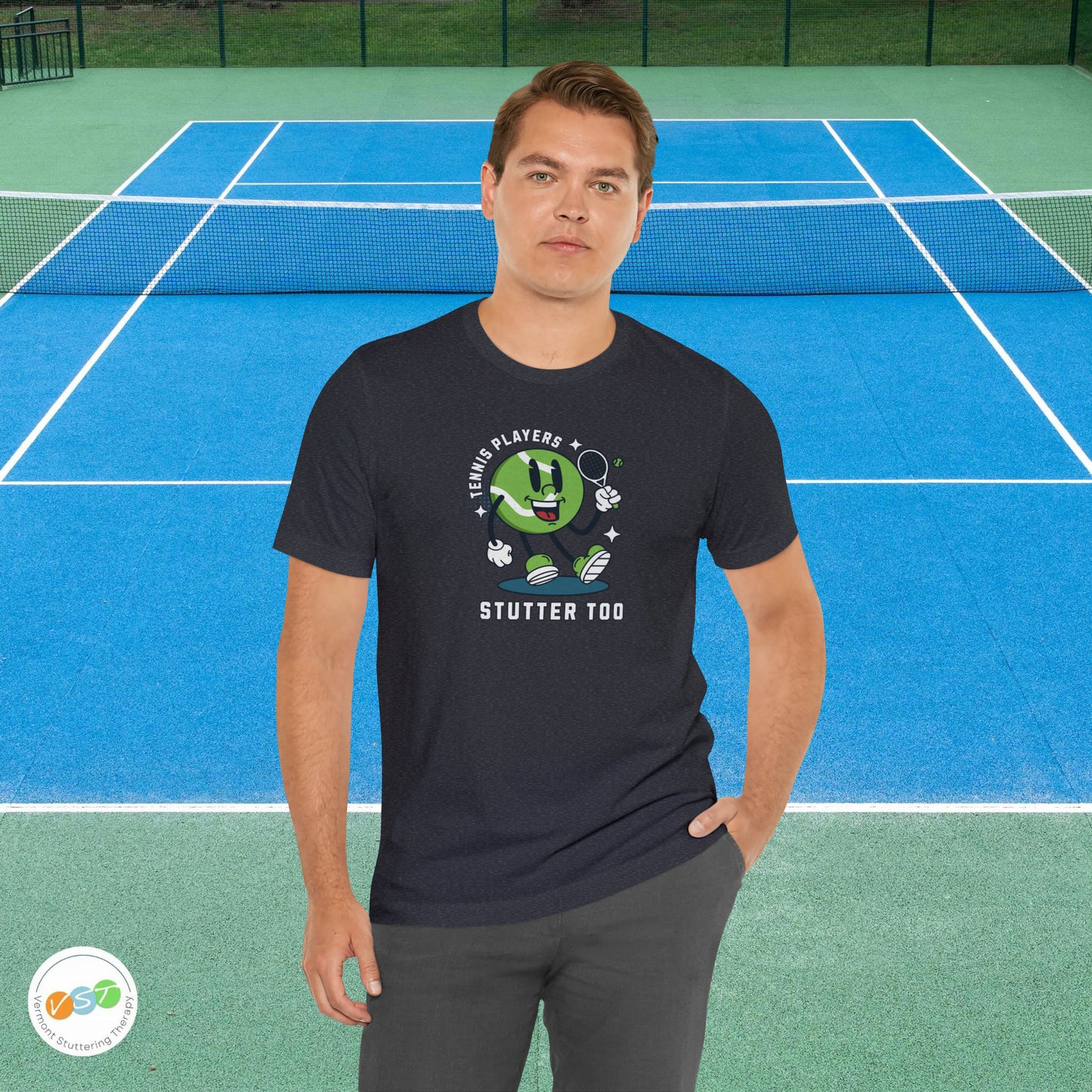 Tennis Players Stutter Too Retro Tennis T-shirt