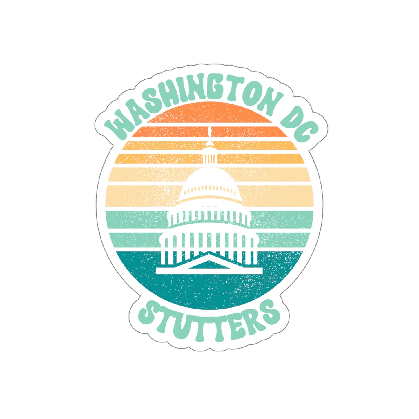 Washington D.C. Stutters Retro Sun Sticker, 3", 4", 5" or 6"