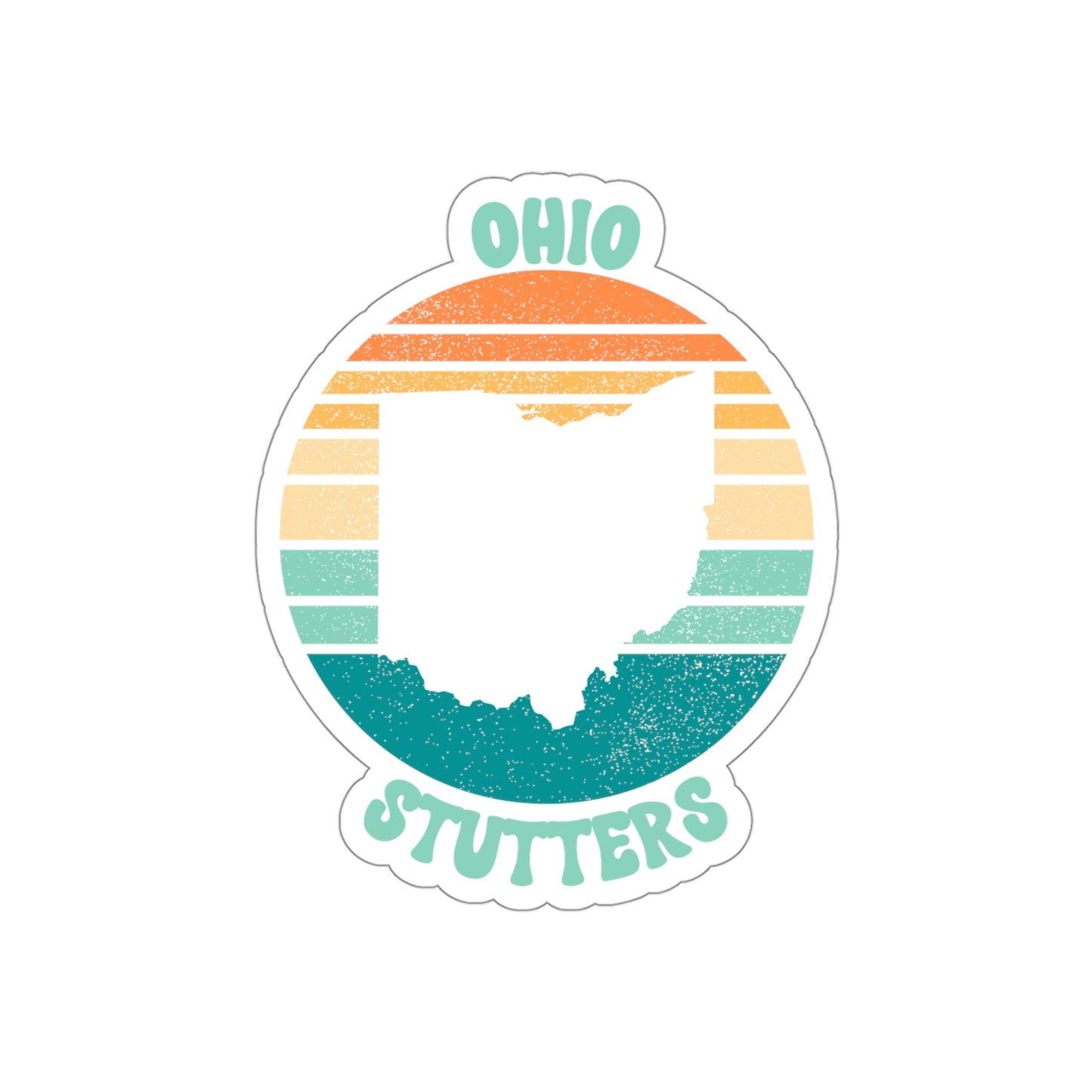 Ohio Stutters Retro Sun Sticker, 3", 4", 5" or 6"