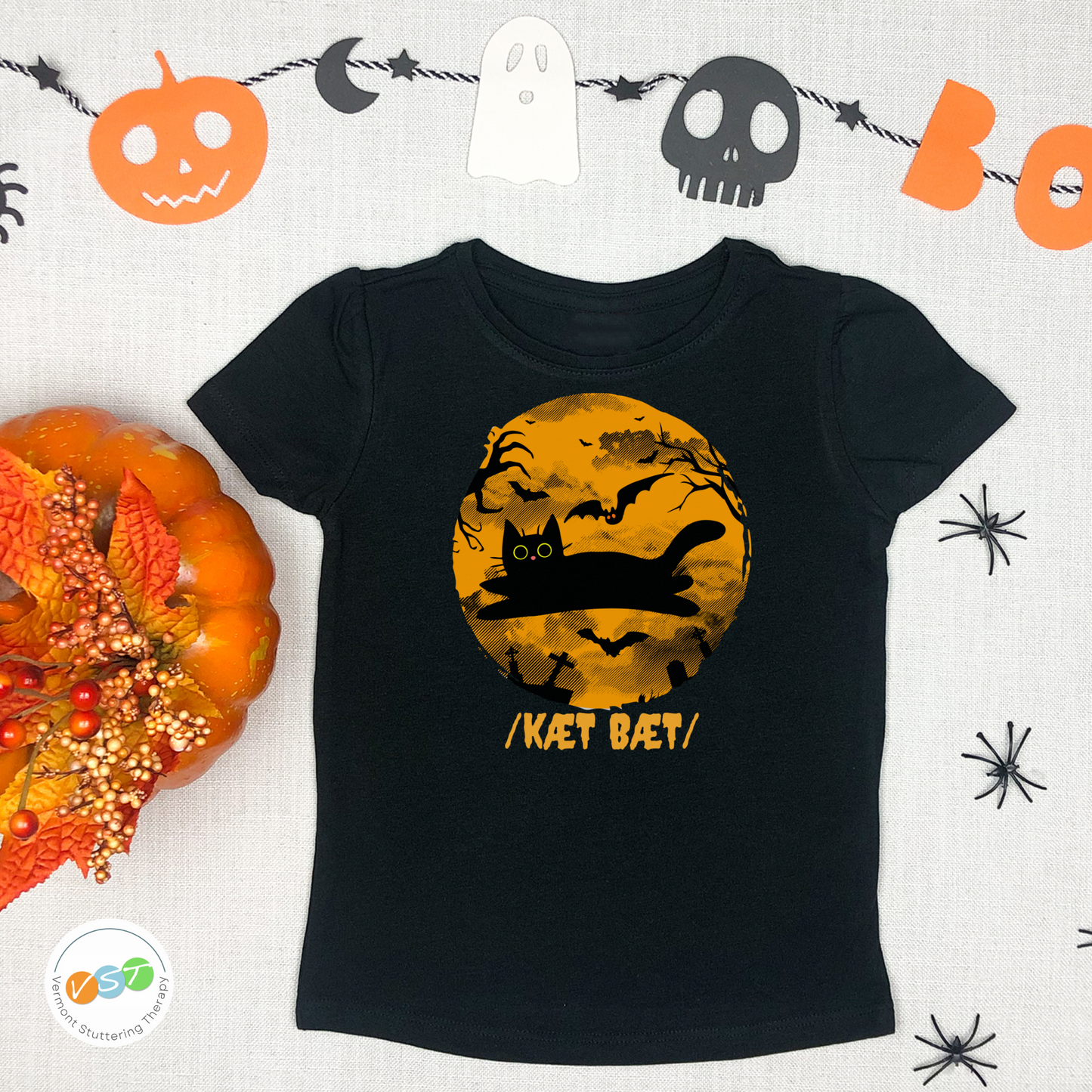 Spooky Phonetic Cat Bat Halloween T-shirt for SLP / SLPA