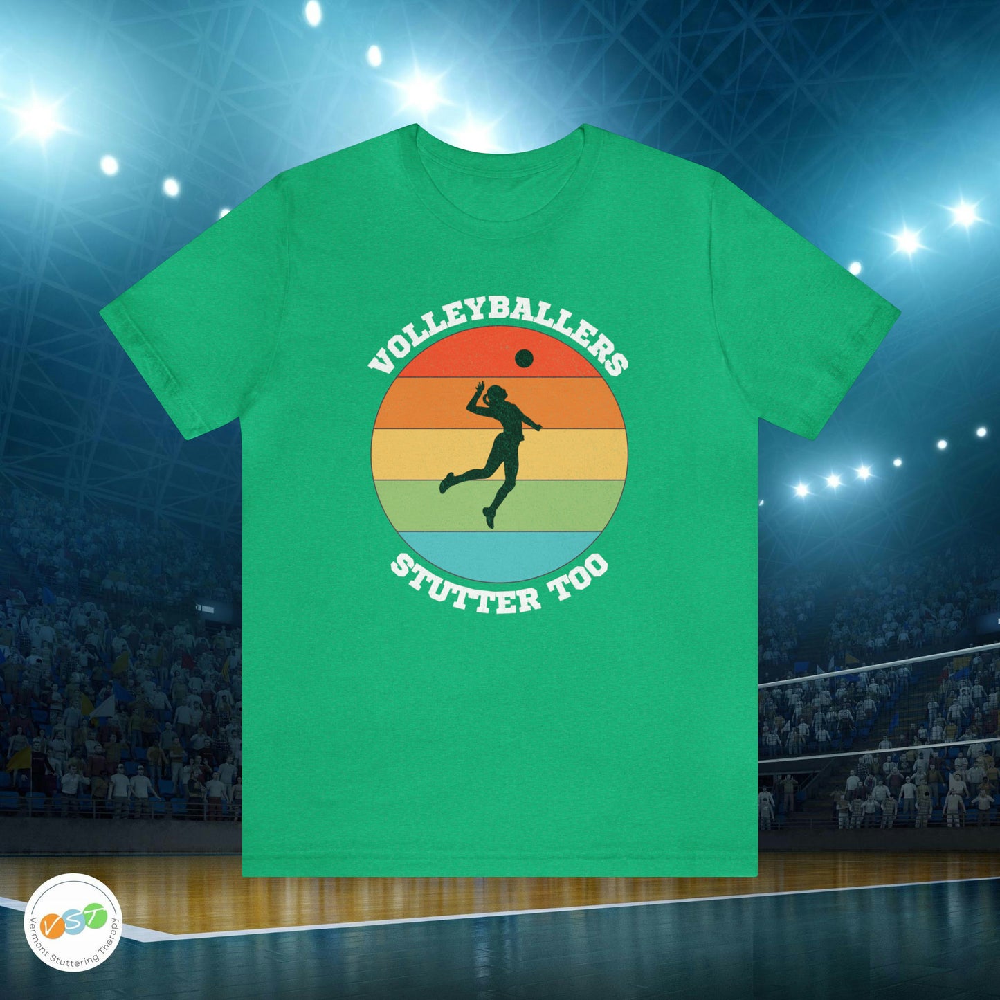 Volleyballers Stutter Too Retro Sun Spiking Vball T-shirt