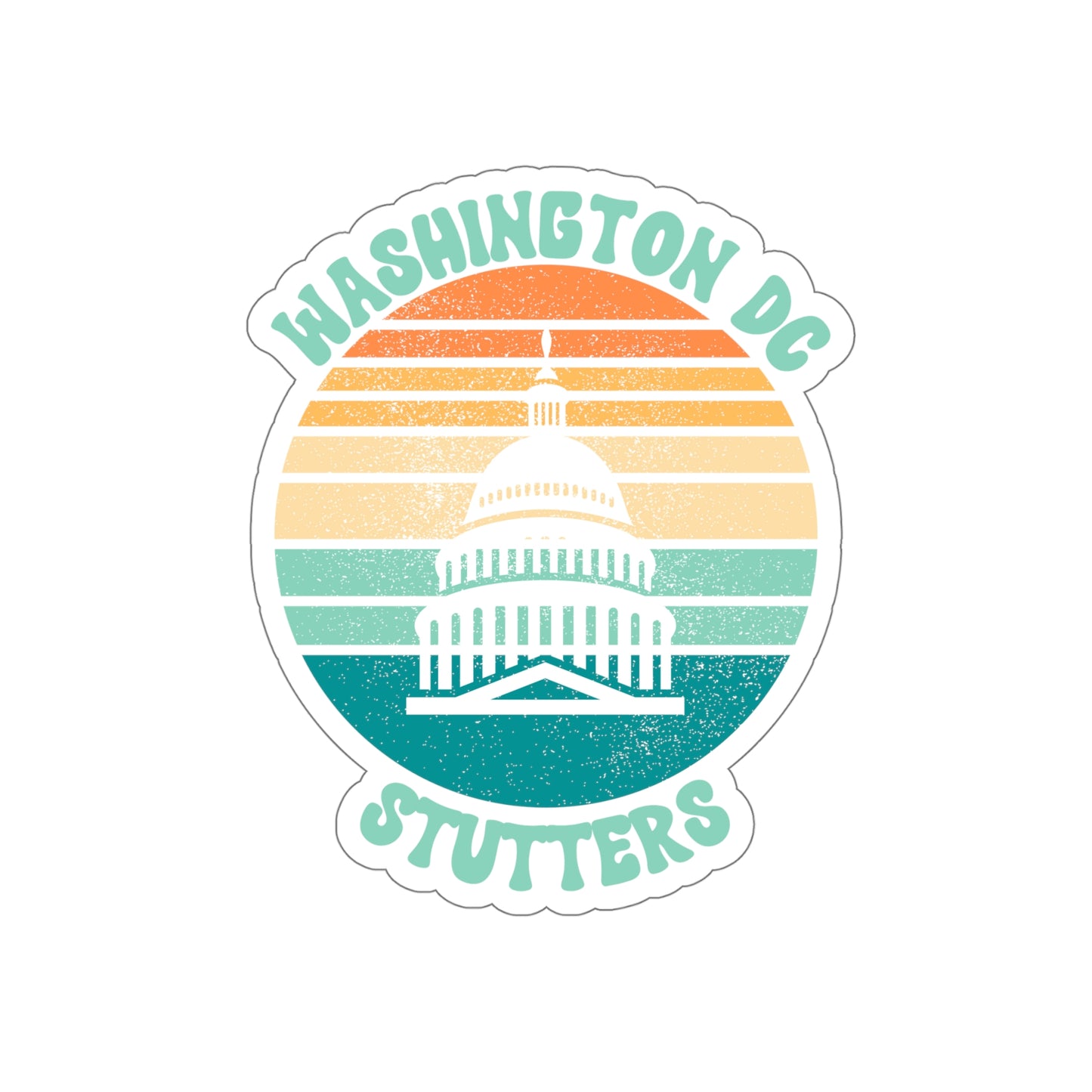 Washington D.C. Stutters Retro Sun Sticker, 3", 4", 5" or 6"