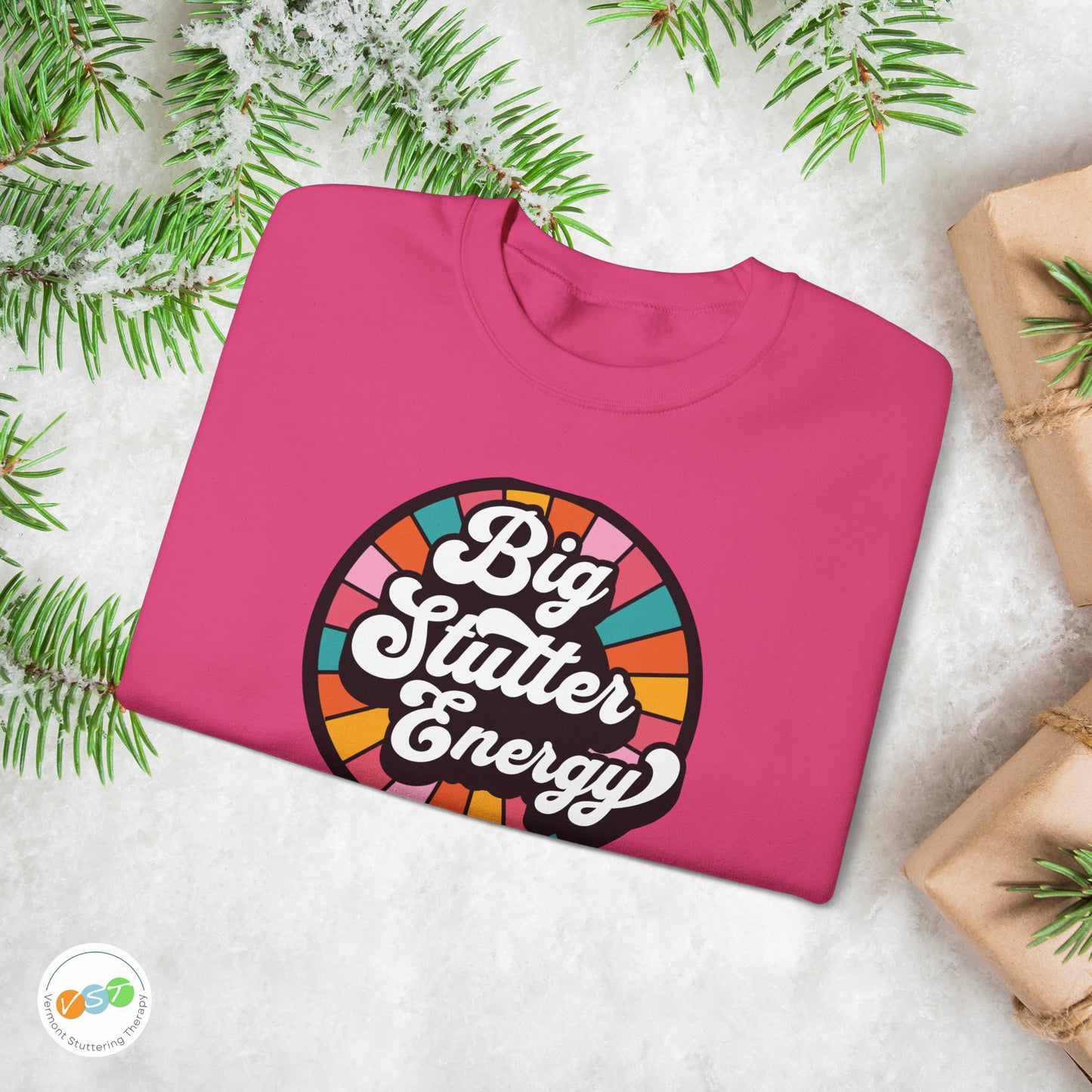 Big Stutter Energy Funny Retro Stuttering Crewneck Sweatshirt