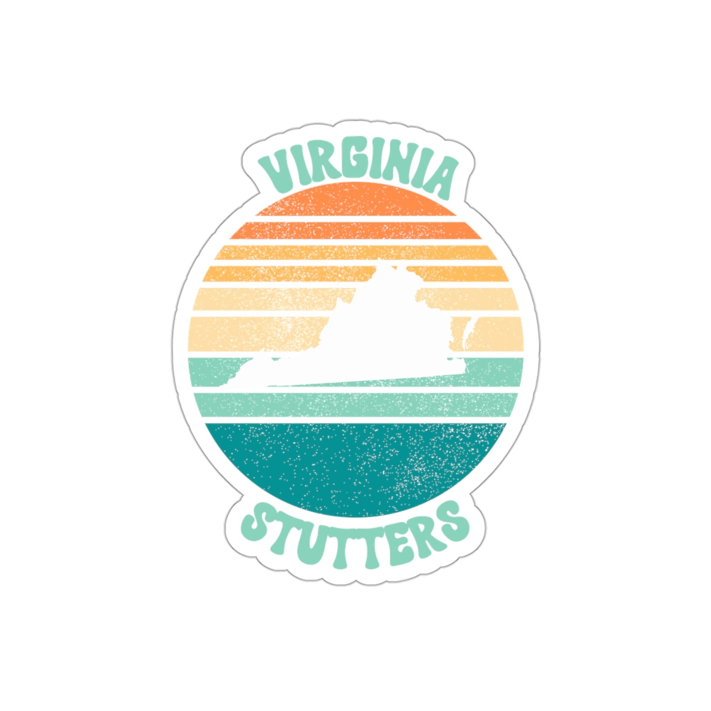 Virginia Stutters Retro Sun Sticker, 3", 4", 5" or 6"