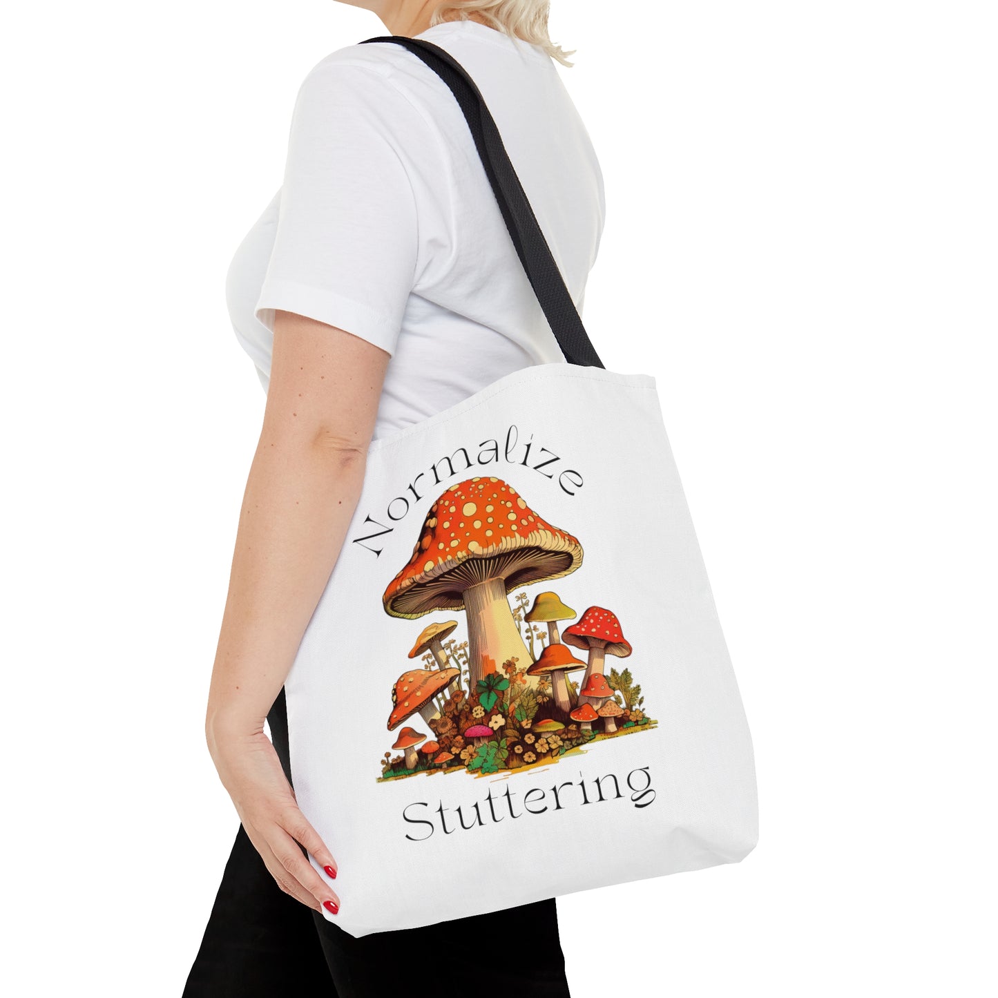 Normalize Stuttering Retro Groovy 70s Mushroom Tote Bag