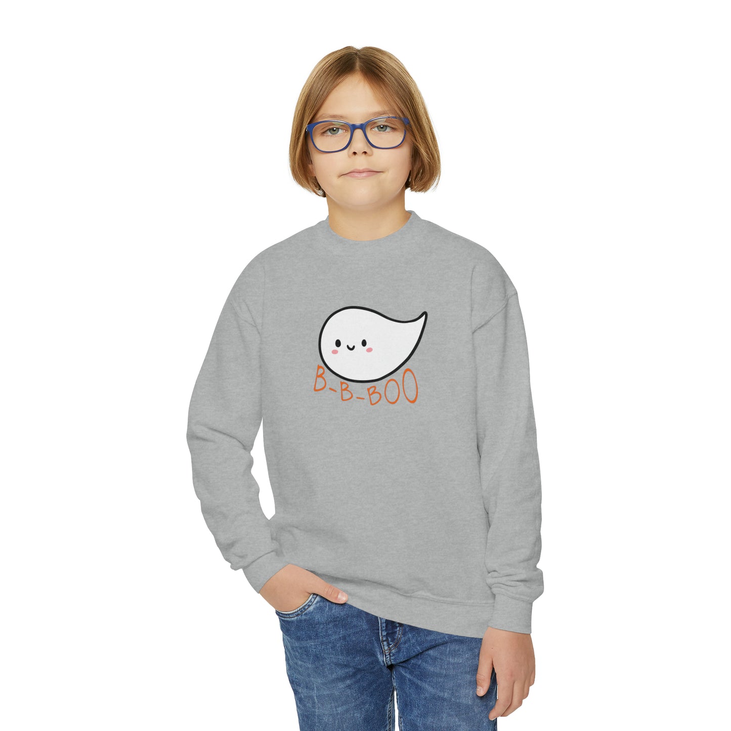 Halloween Stutter Ghost B-B-Boo Youth Sweatshirt