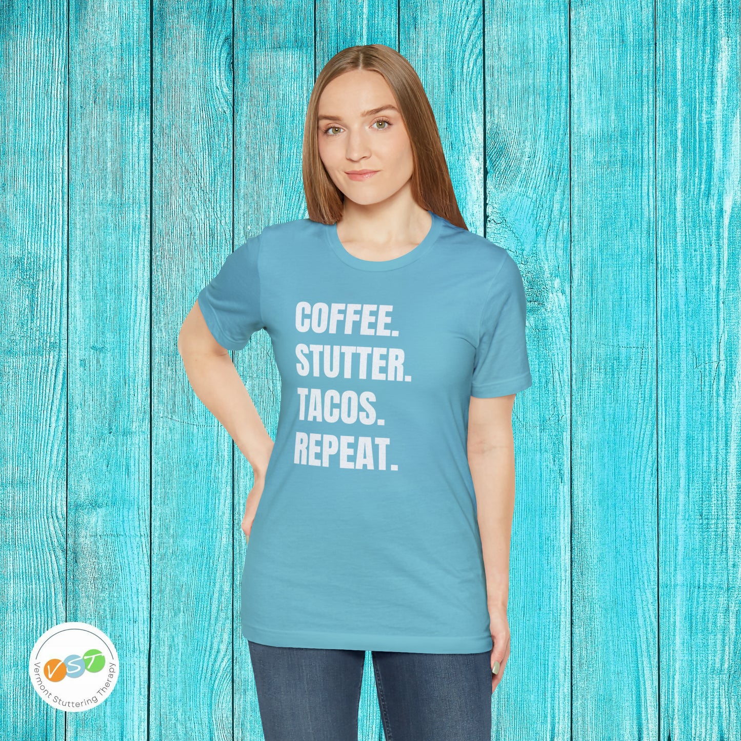 Coffee. Stutter. Tacos. Repeat. T-shirt