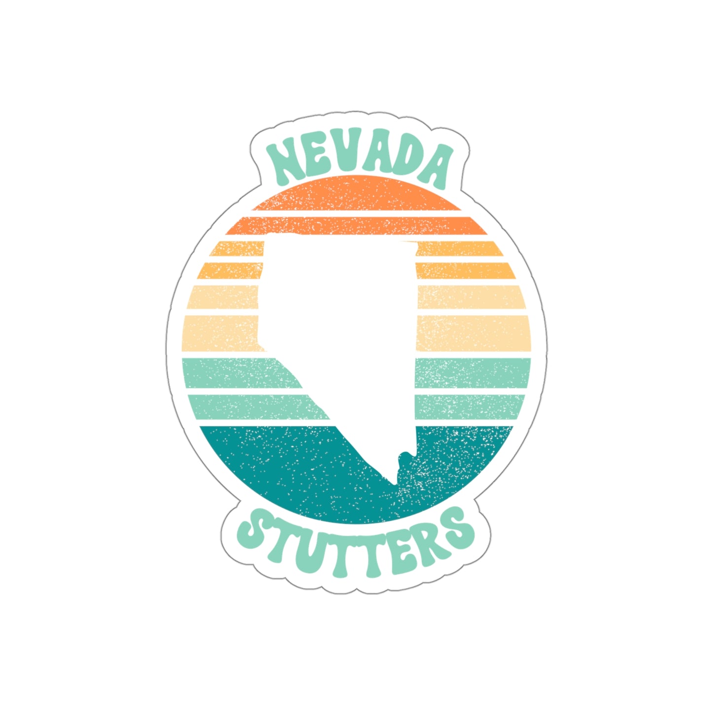 Nevada Stutters Retro Sun Sticker, 3", 4", 5" or 6"