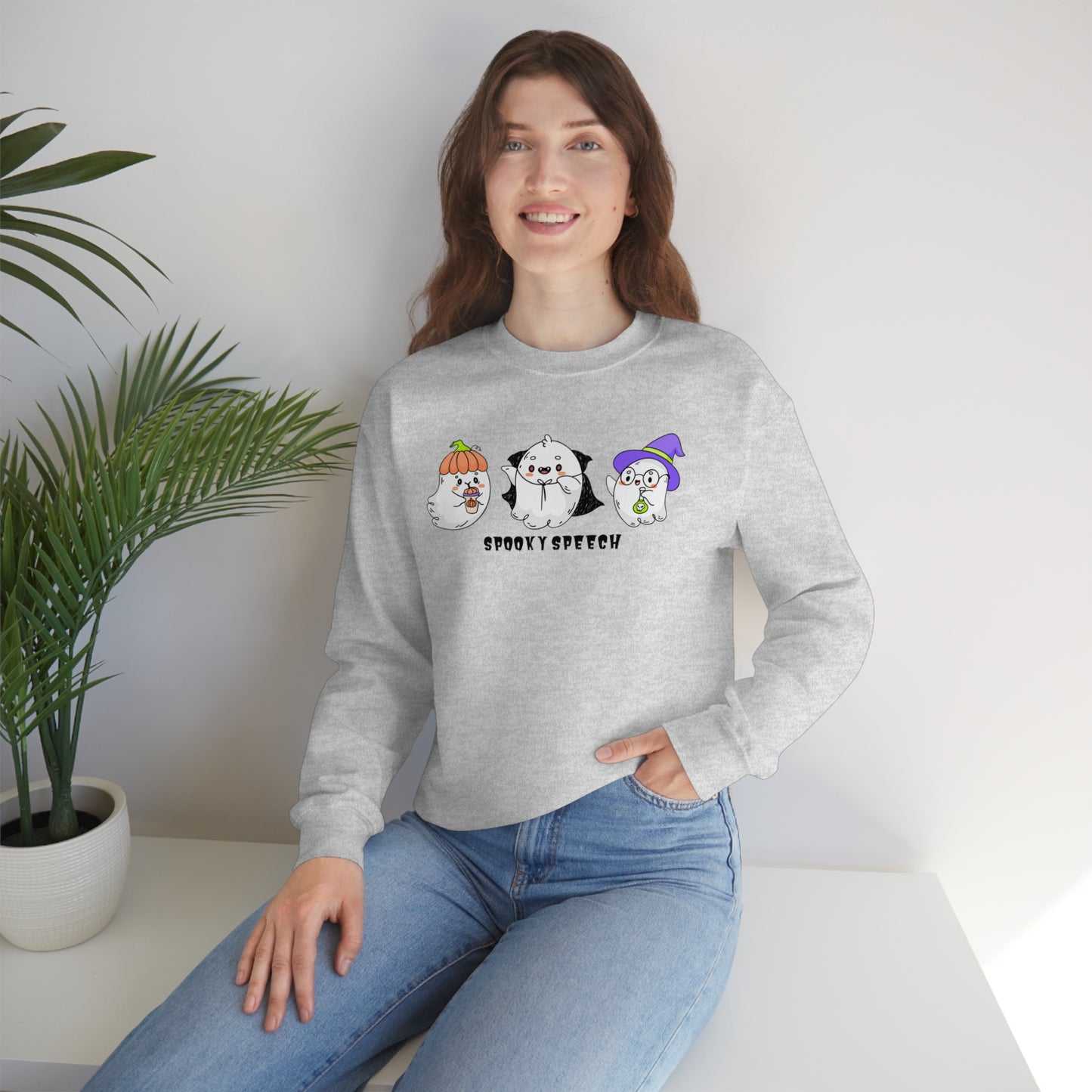 Spooky Speech Cute Ghosts Halloween Sweatshirt for SLP or SLPA