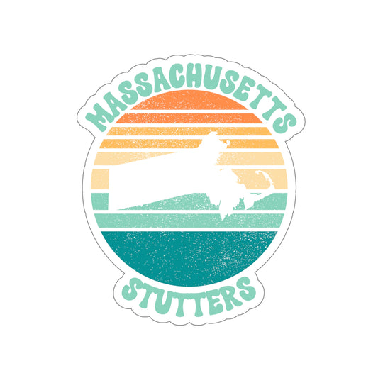 Massachusetts Stutters Retro Sun Sticker, 3", 4", 5" or 6"