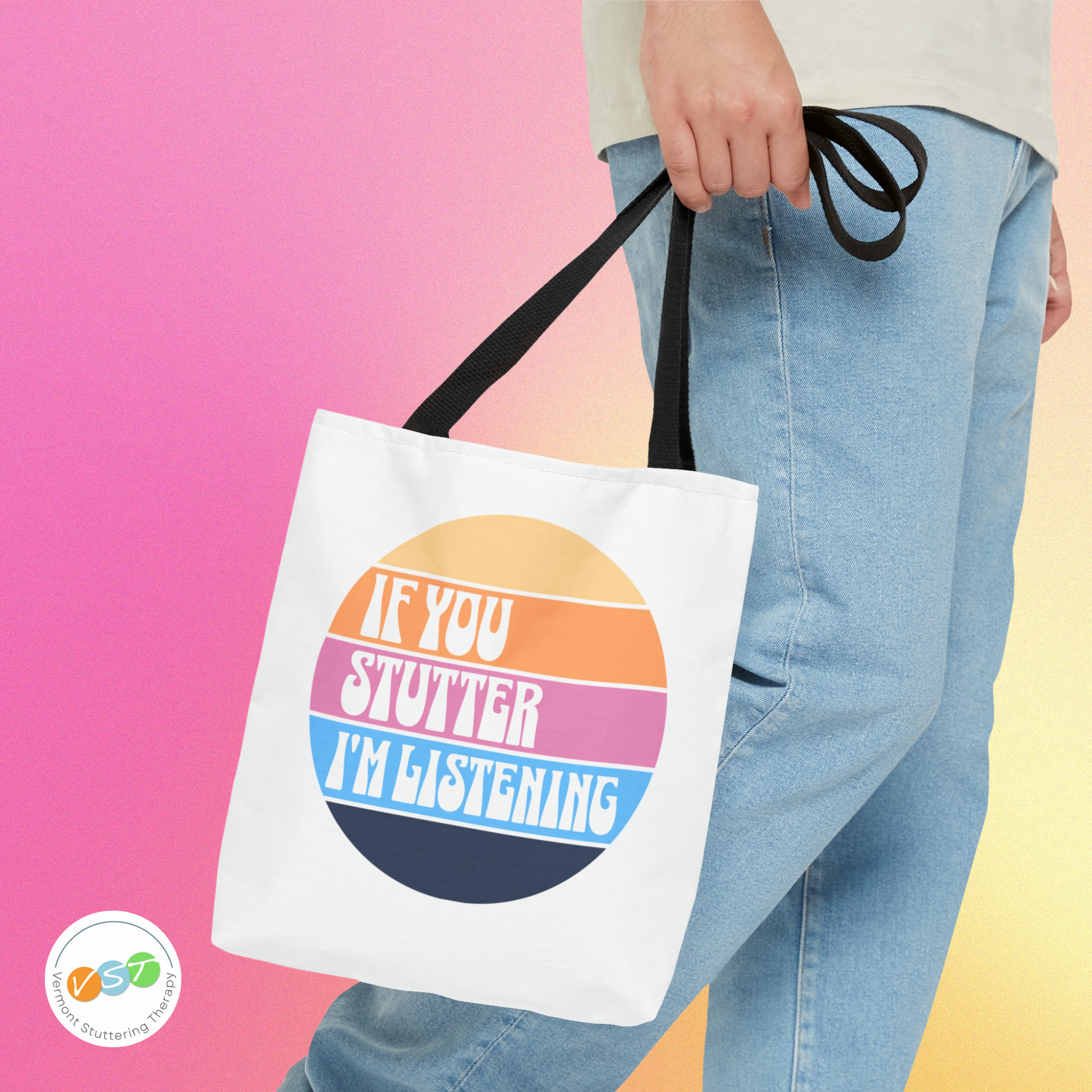 Stuttering Ally If you Stutter, I'm Listening Tote Bag - Normalize Stuttering Challenge