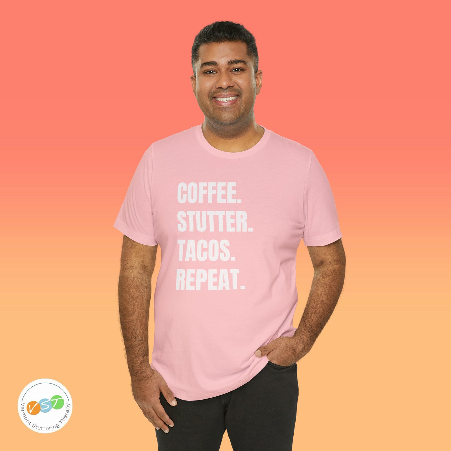 Coffee. Stutter. Tacos. Repeat. T-shirt