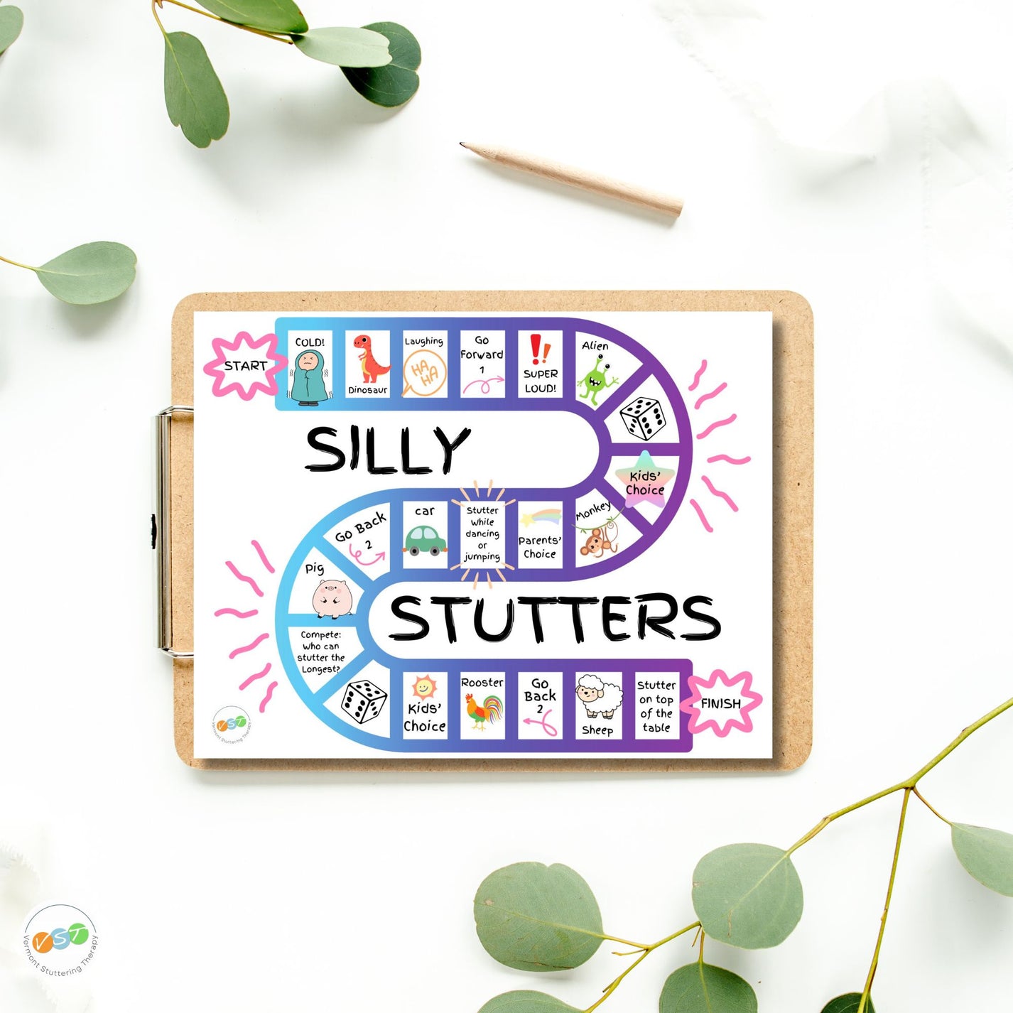 Digital Silly Stuttering Printable Game Board – Vermont Stuttering Therapy