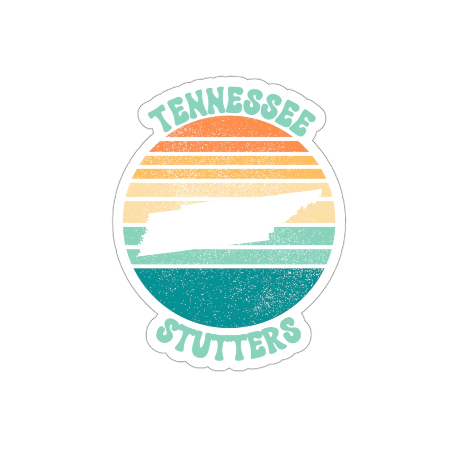 Tennessee Stutters Retro Sun Sticker, 3", 4", 5" or 6"