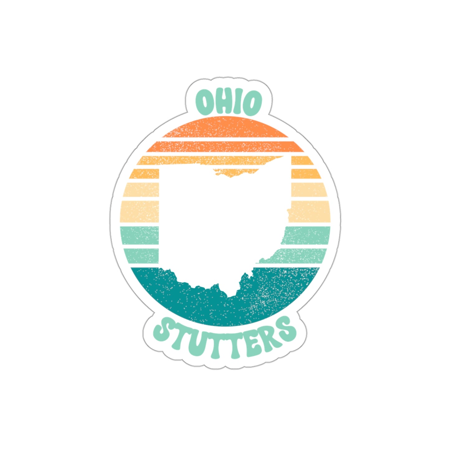 Ohio Stutters Retro Sun Sticker, 3", 4", 5" or 6"