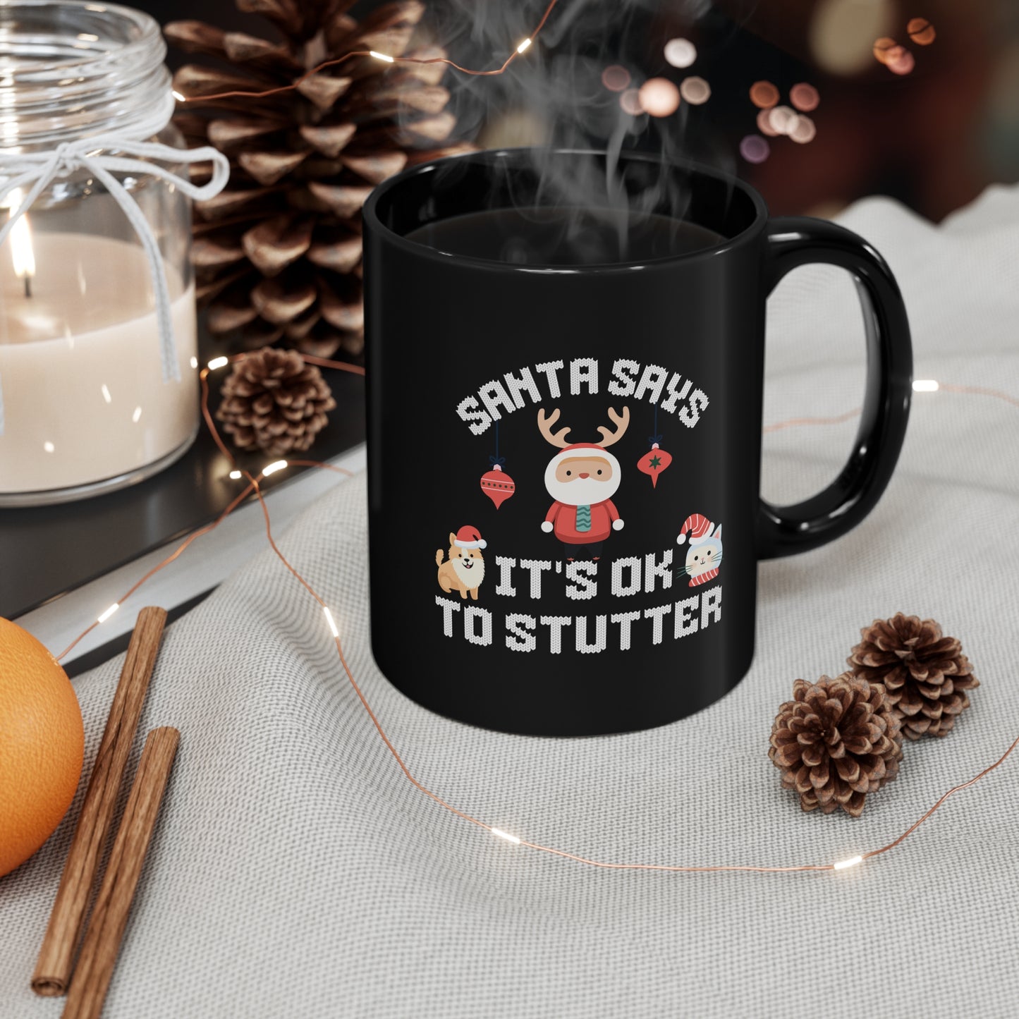 Santa It's OK to Stutter Cat & Dog Mug