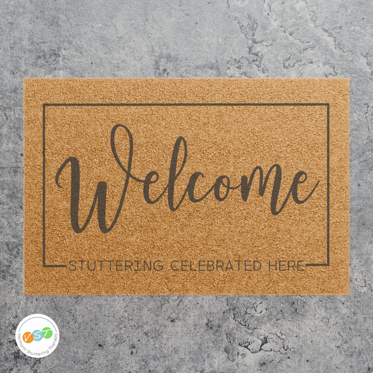 Stuttering Celebrated Here Welcome Door Mat