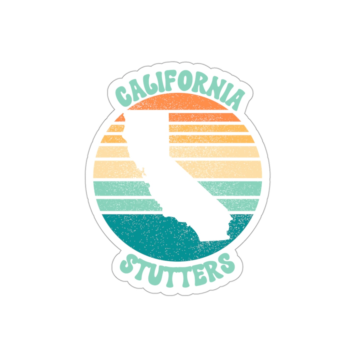 California Stutters Retro Sun Sticker, 3", 4", 5" or 6"