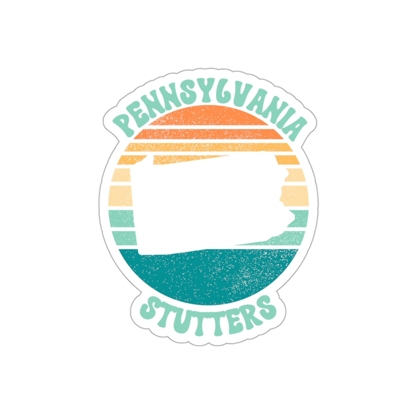 Pennsylvania Stutters Retro Sun Sticker, 3", 4", 5" or 6"