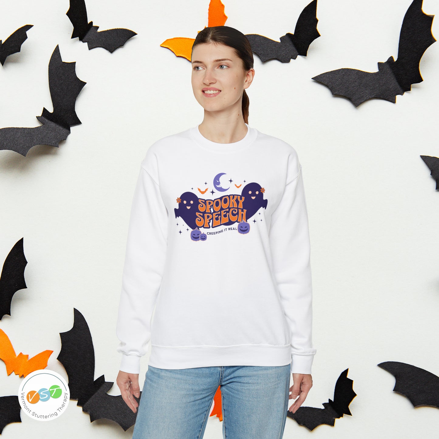 SLP Spooky Speech Creeping It Real Halloween Sweatshirt
