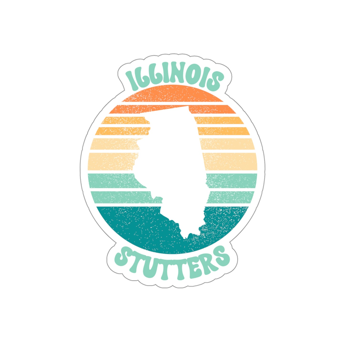 Illinois Stutters Retro Sun Sticker, 3", 4", 5" or 6"