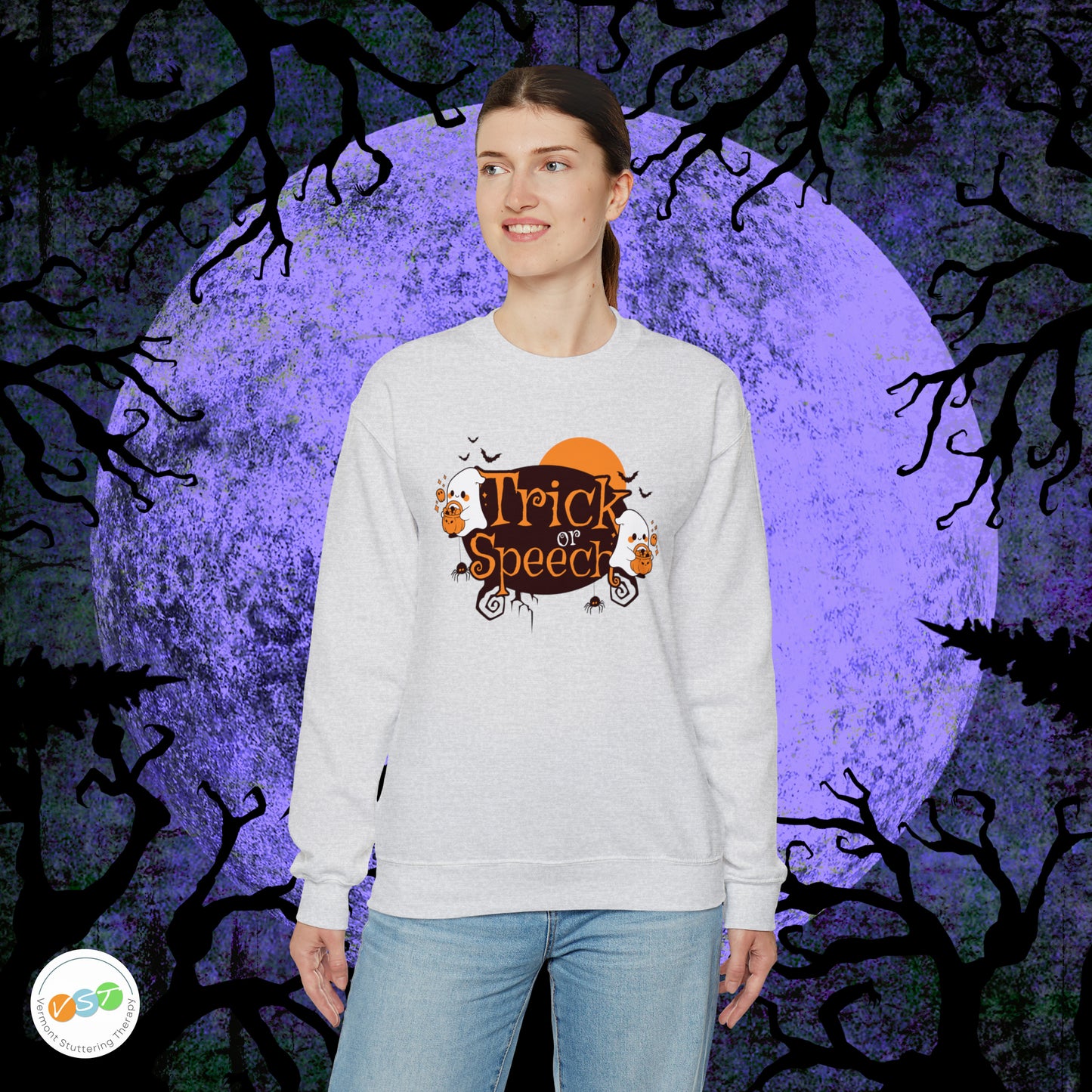 Trick or Speech Halloween Sweatshirt for SLPs & SLPAs