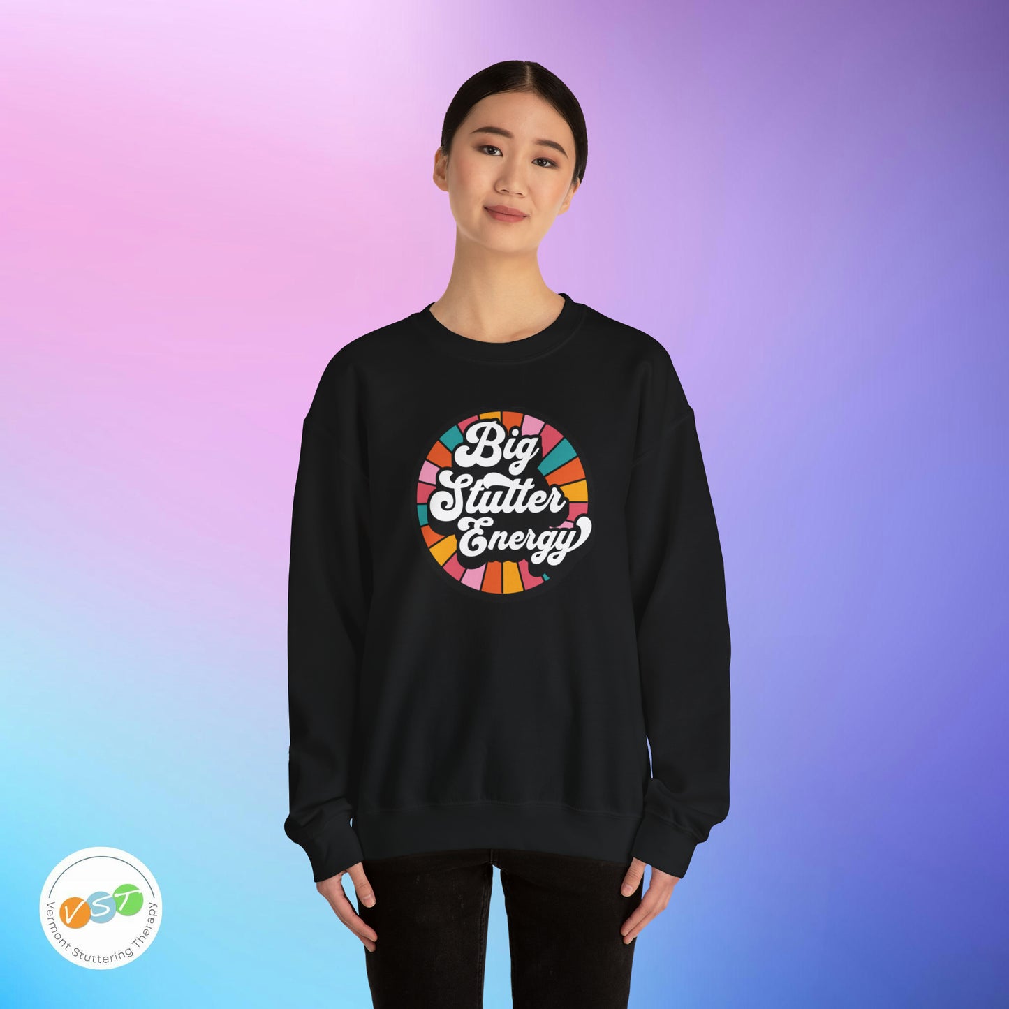 Big Stutter Energy Funny Retro Stuttering Crewneck Sweatshirt