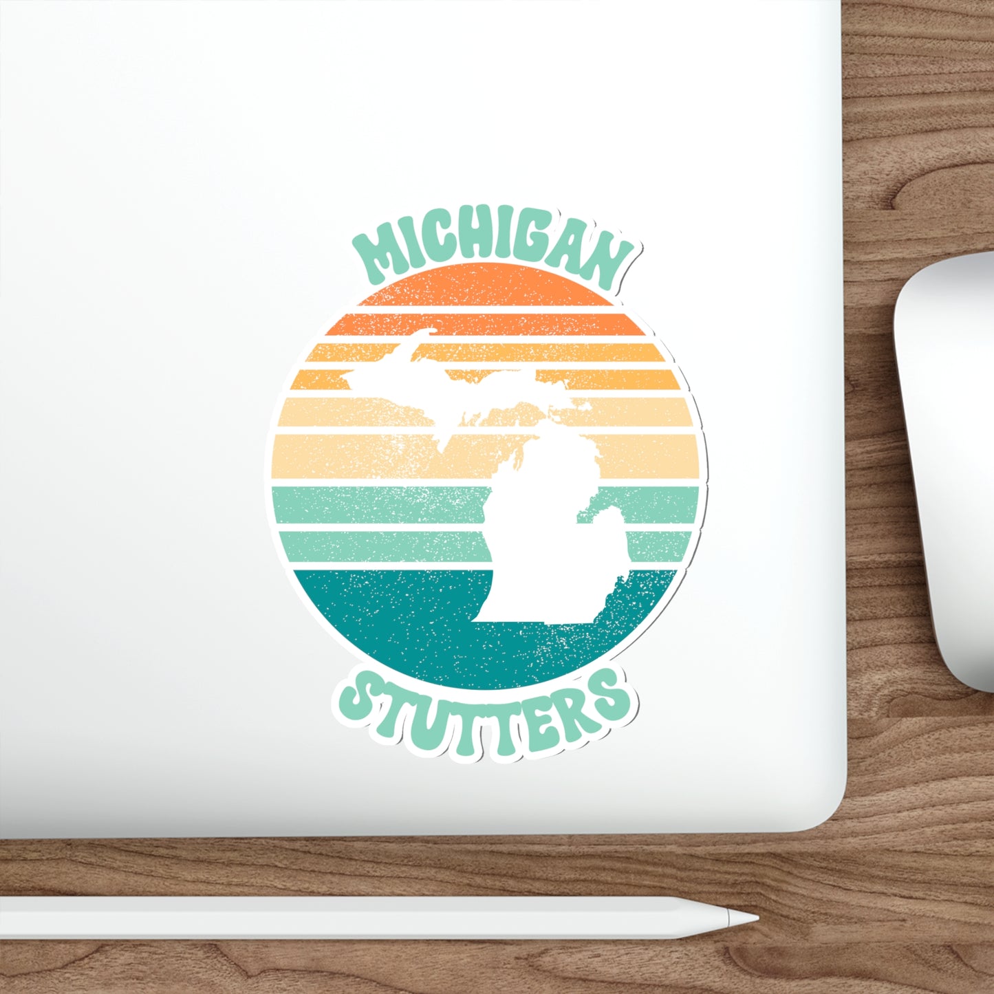 Michigan Stutters Retro Sun Sticker, 3", 4", 5" or 6"