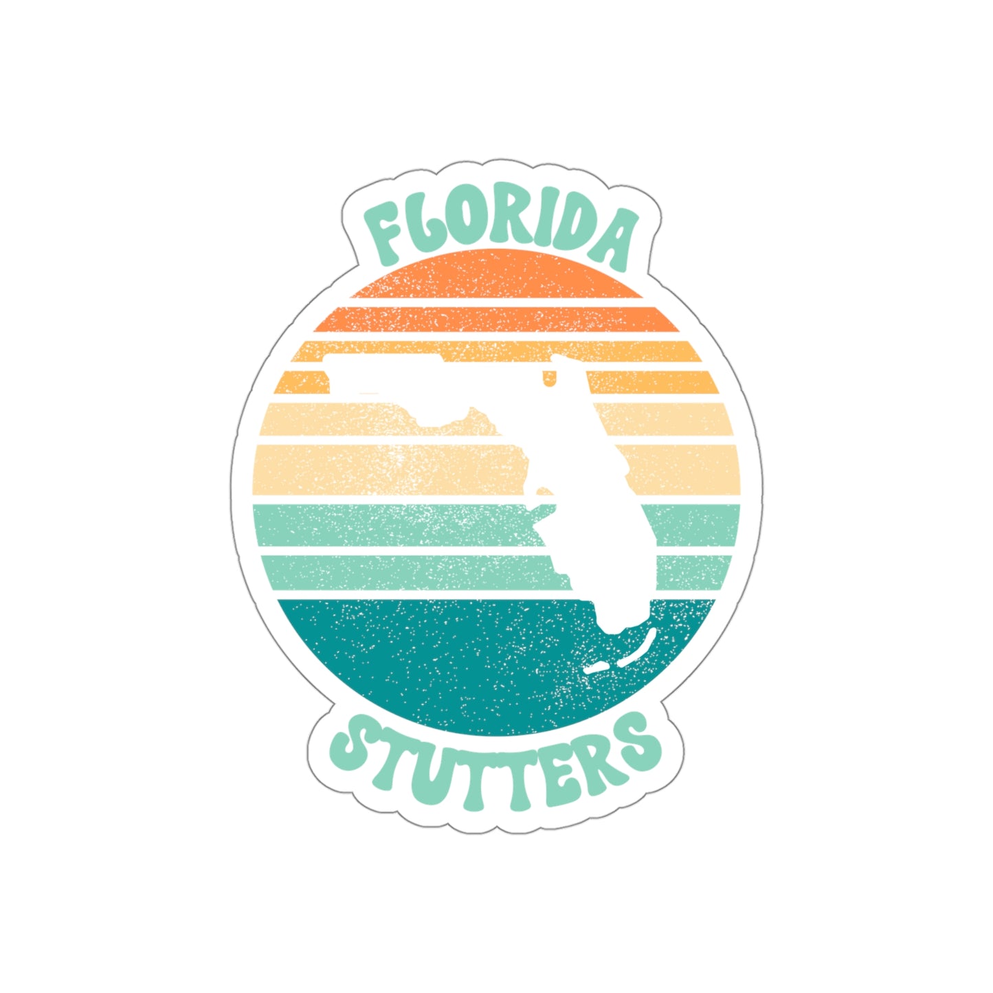 Florida Stutters Retro Sun Sticker, 3", 4", 5" or 6"