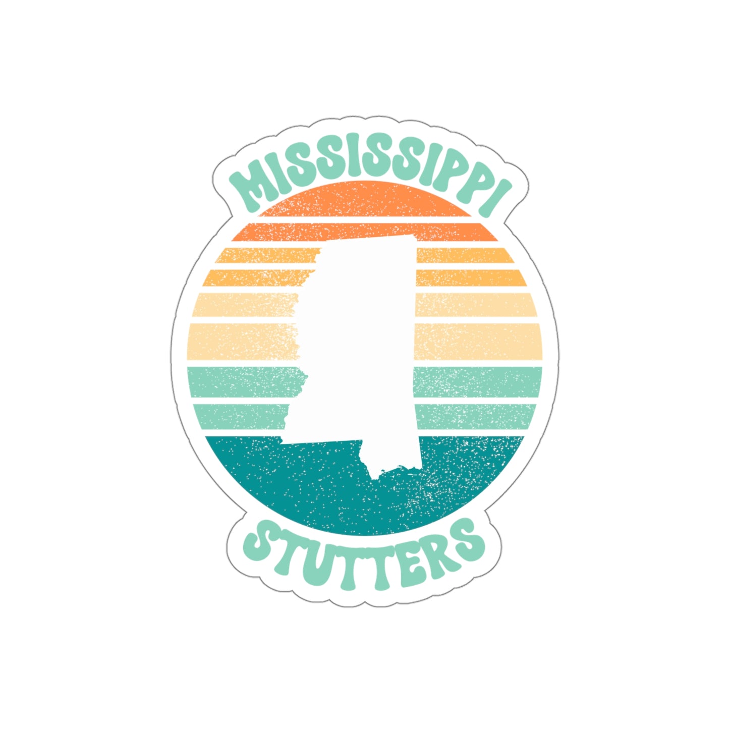 Mississippi Stutters Retro Sun Sticker, 3", 4", 5" or 6"