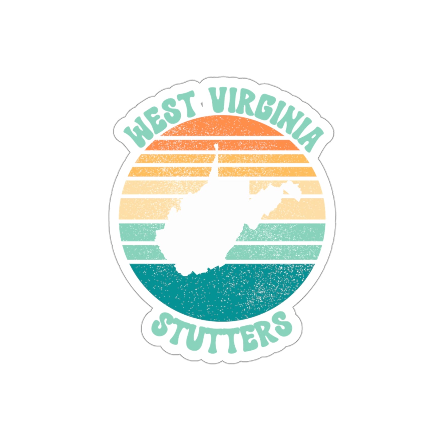 West Virginia Stutters Retro Sun Sticker, 3", 4", 5" or 6"