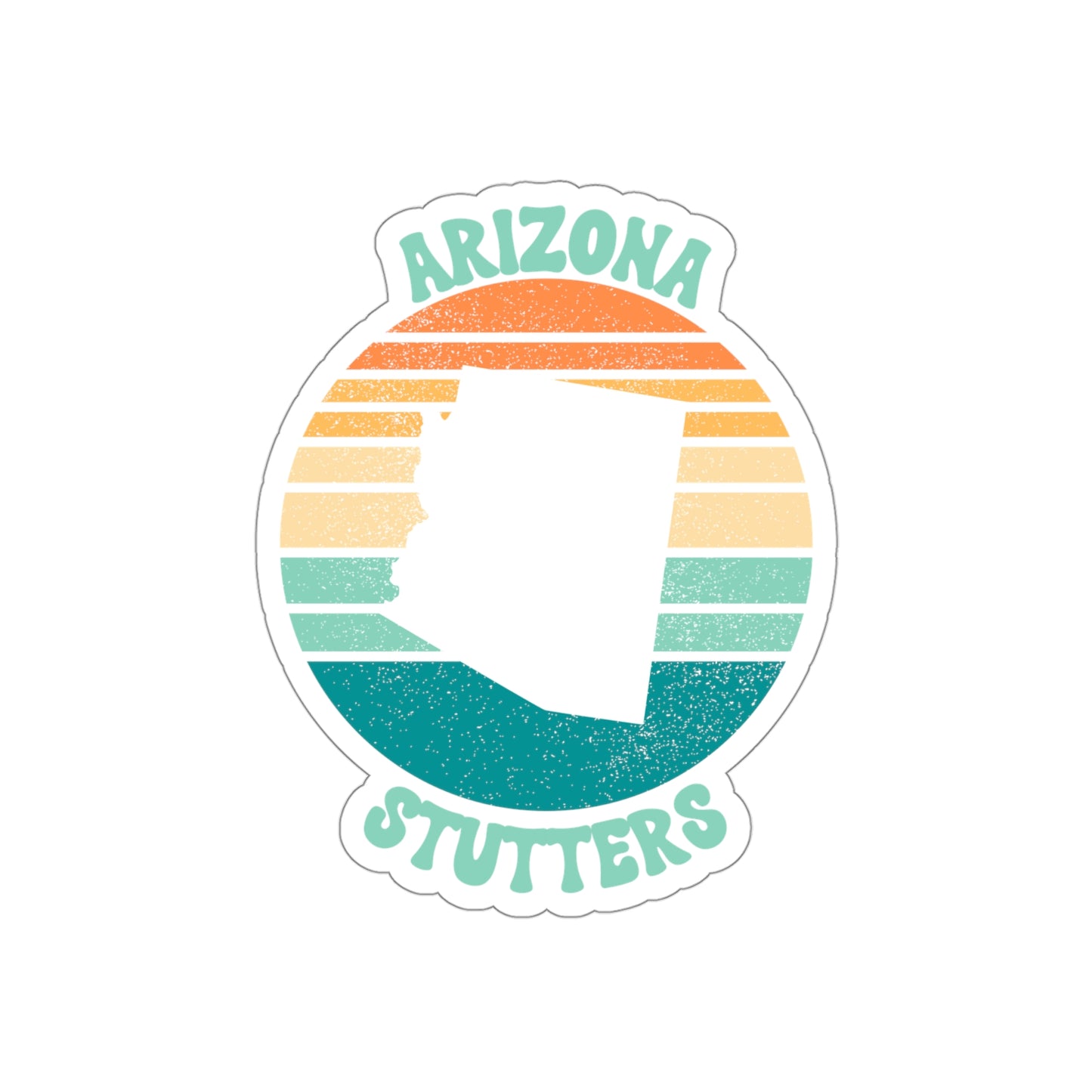 Arizona Stutters Retro Sun Sticker, 3", 4", 5" or 6"