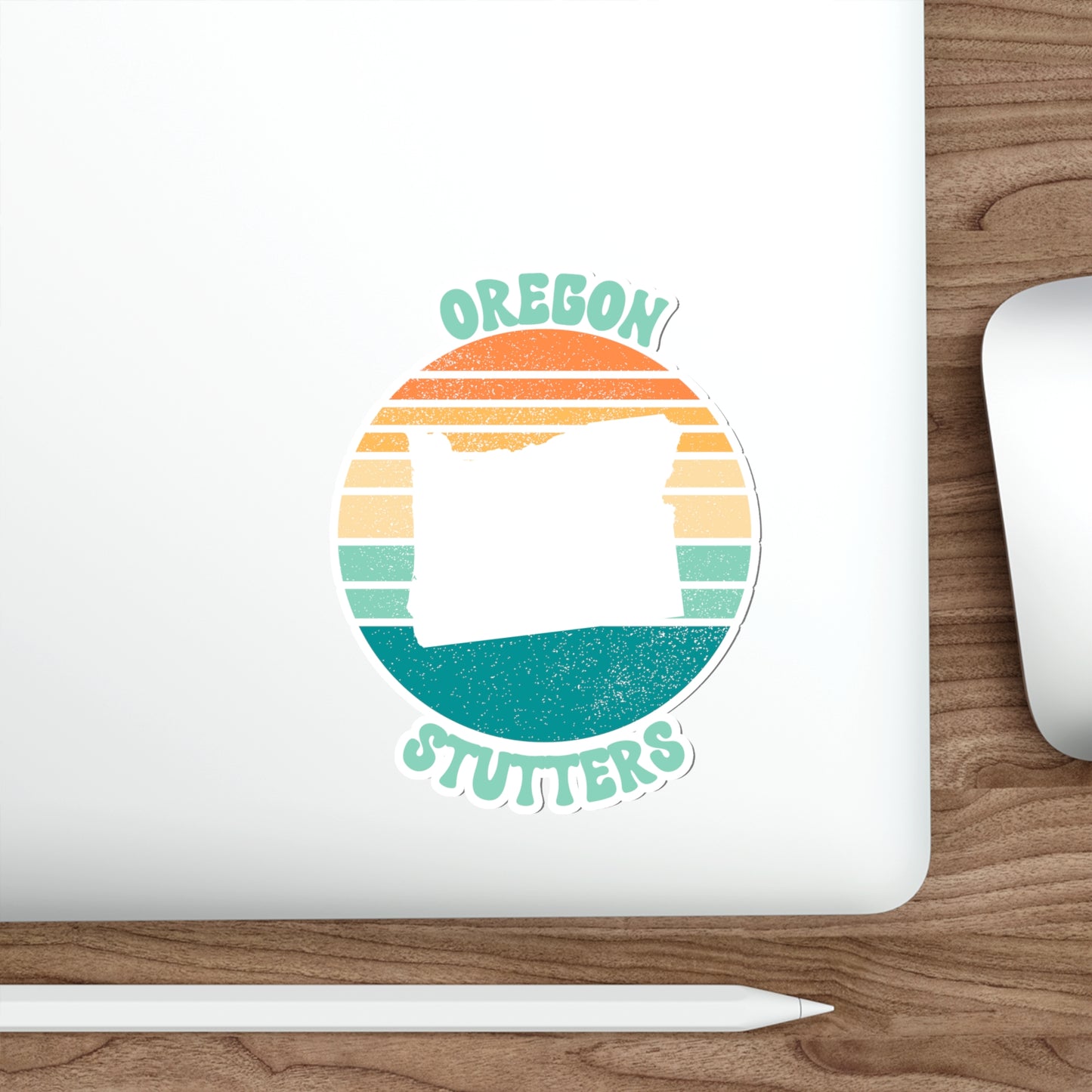 Oregon Stutters Retro Sun Sticker, 3", 4", 5" or 6"