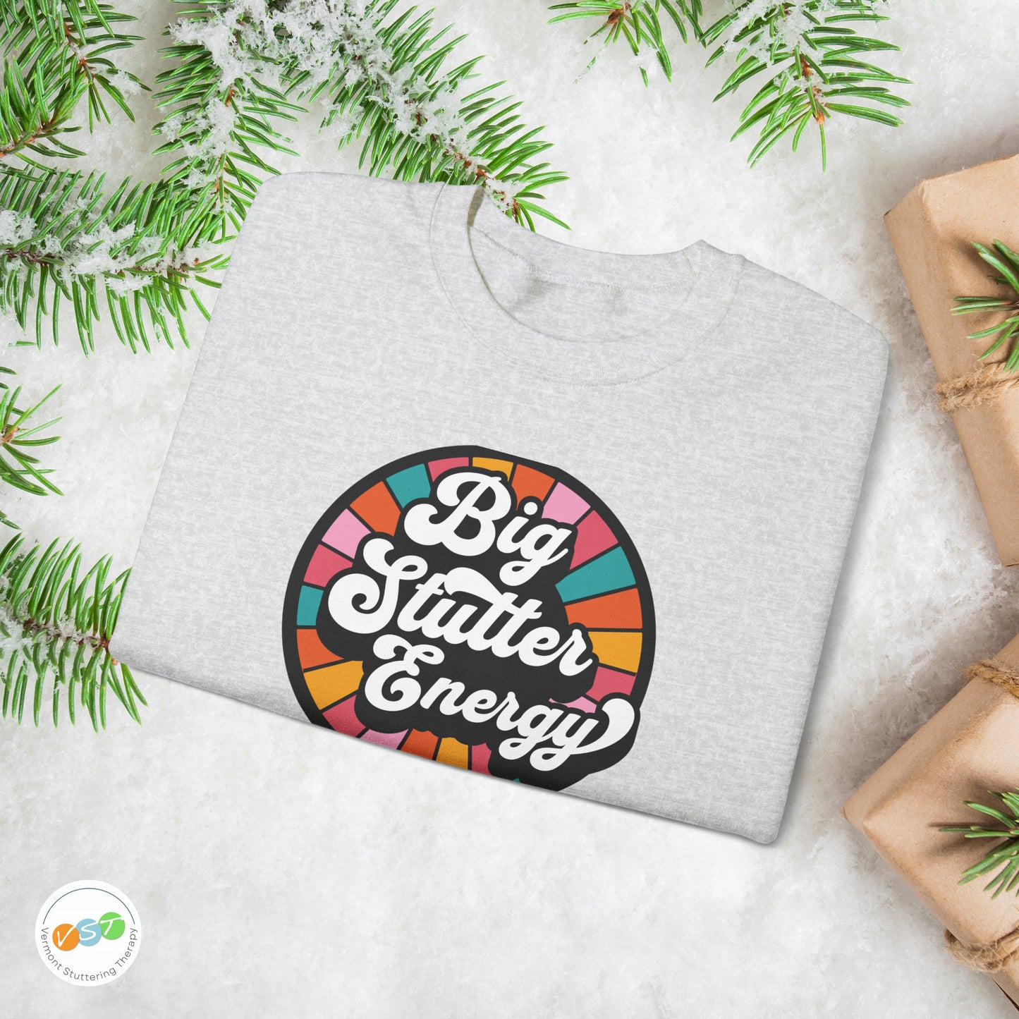 Big Stutter Energy Funny Retro Stuttering Crewneck Sweatshirt