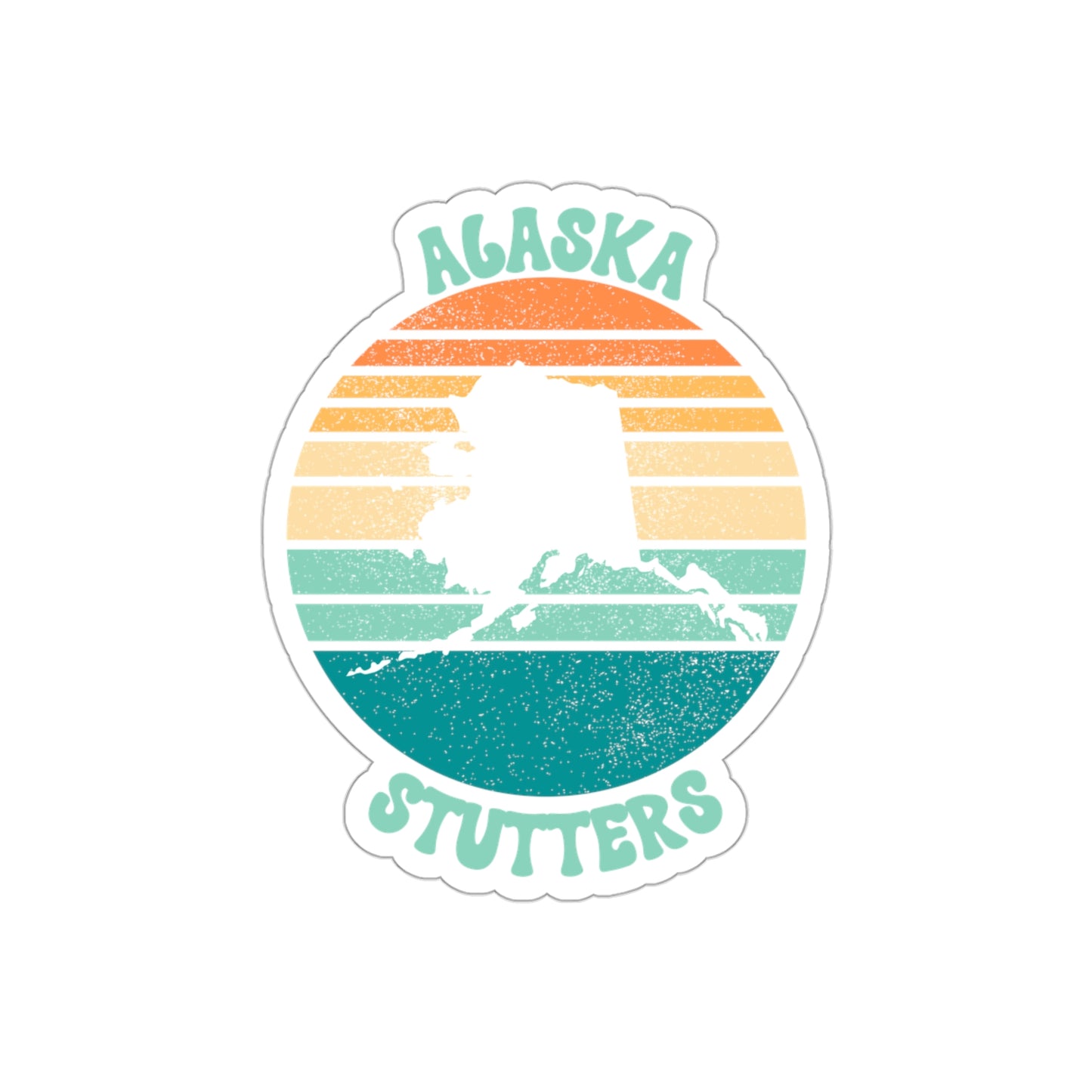 Alaska Stutters Retro Sun Sticker, 3", 4", 5" or 6"