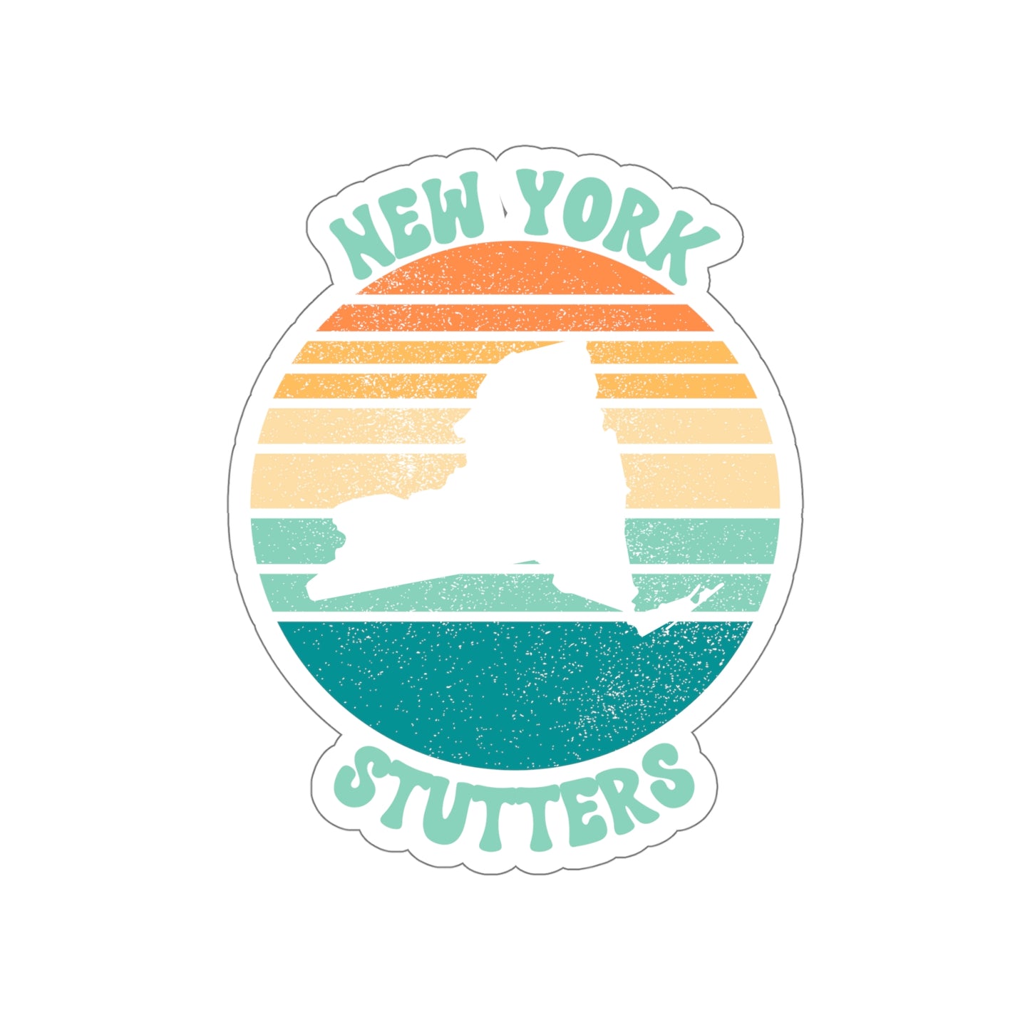 New York Stutters Retro Sun Sticker, 3", 4", 5" or 6"