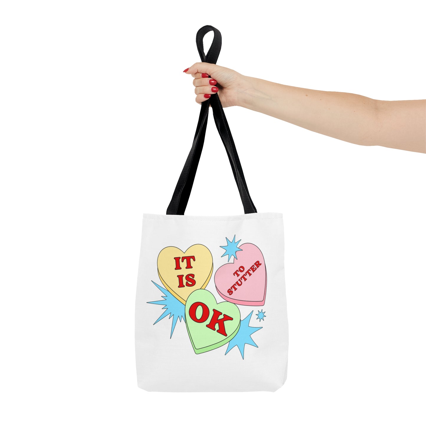 Cute Candy Heart It Is OK to Stutter Tote Bag