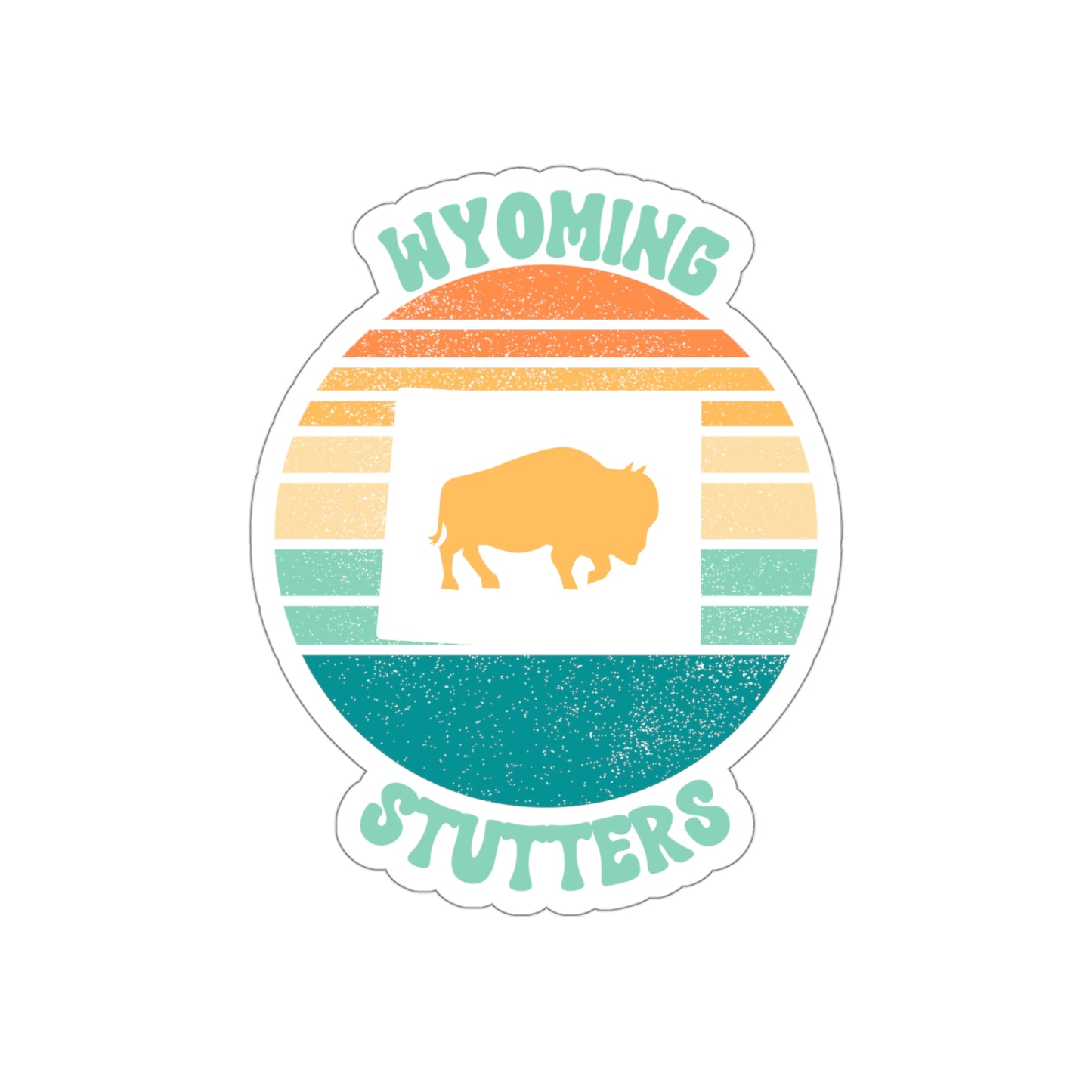 Wyoming Stutters Retro Sun Sticker, 3", 4", 5" or 6"