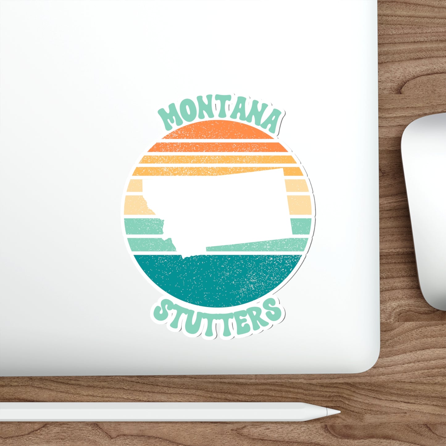 Montana Stutters Retro Sun Sticker, 3", 4", 5" or 6"