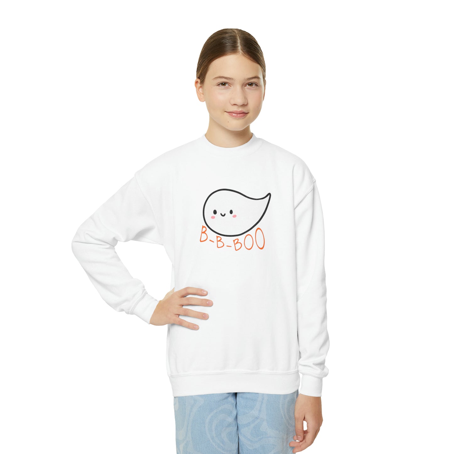 Halloween Stutter Ghost B-B-Boo Youth Sweatshirt