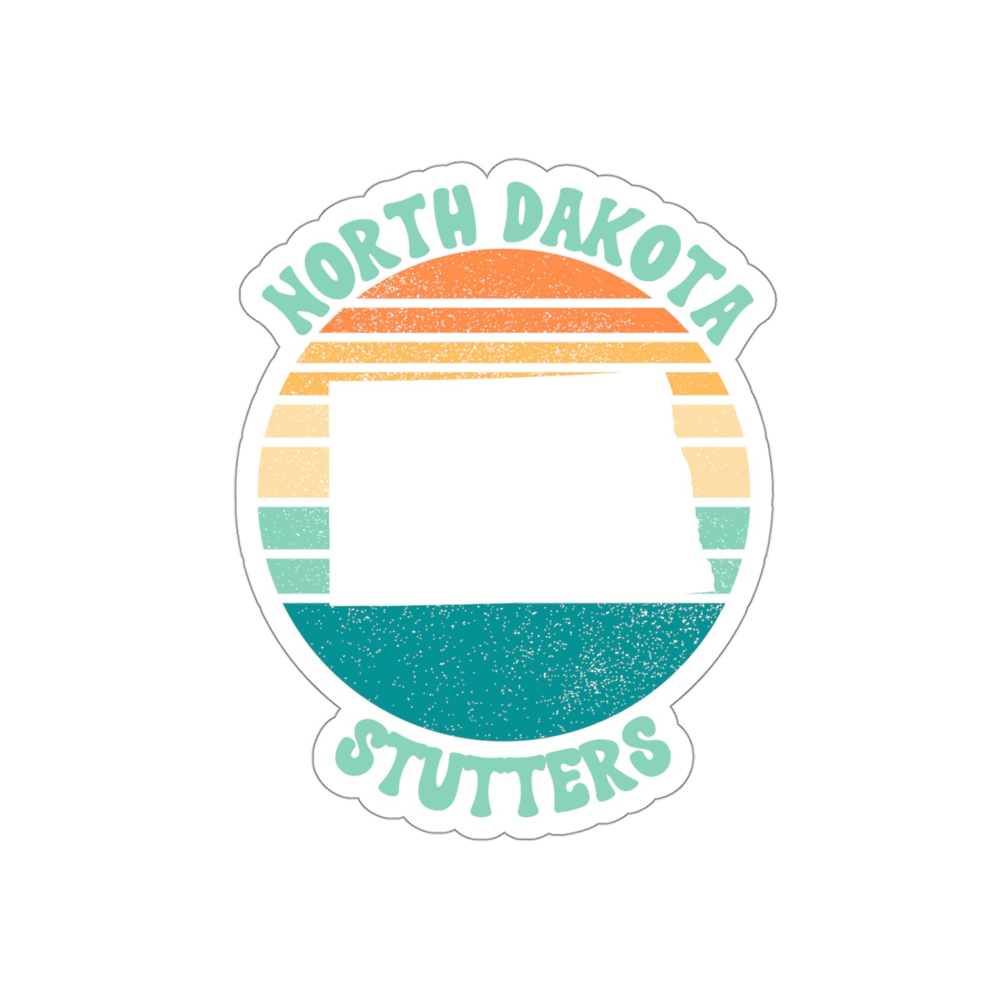 North Dakota Stutters Retro Sun Sticker, 3", 4", 5" or 6"