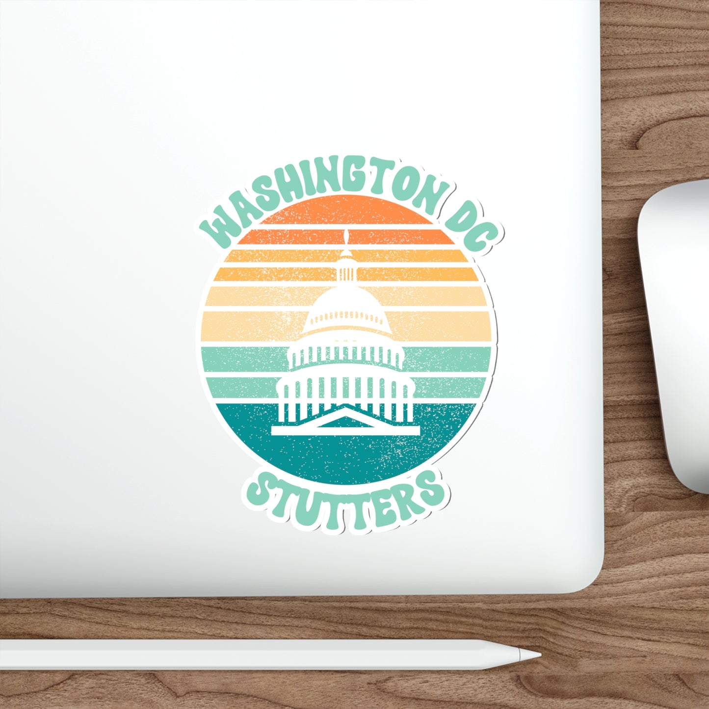 Washington D.C. Stutters Retro Sun Sticker, 3", 4", 5" or 6"