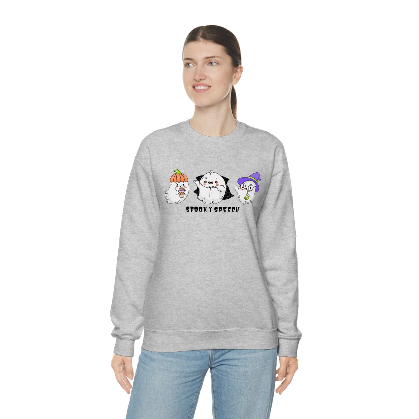 Spooky Speech Cute Ghosts Halloween Sweatshirt for SLP or SLPA