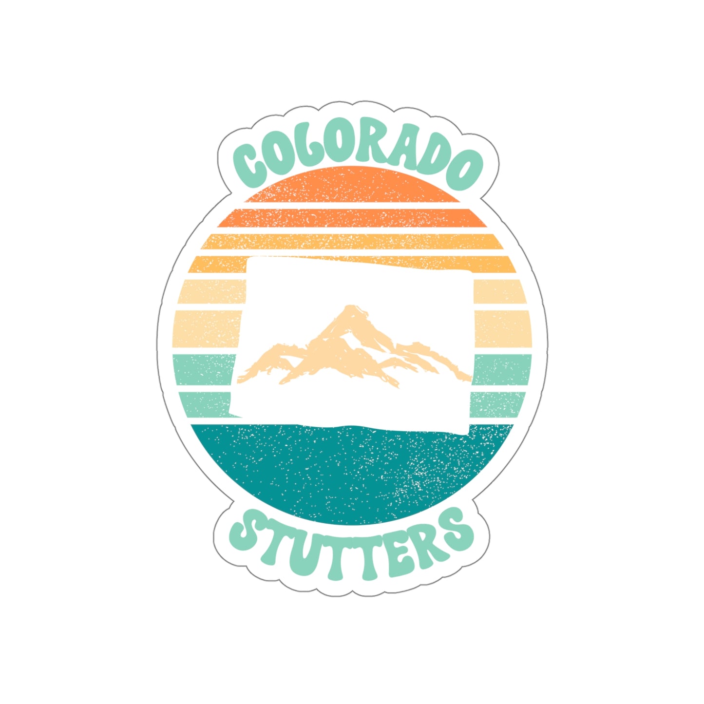 Colorado Stutters Retro Sun Sticker, 3", 4", 5" or 6"