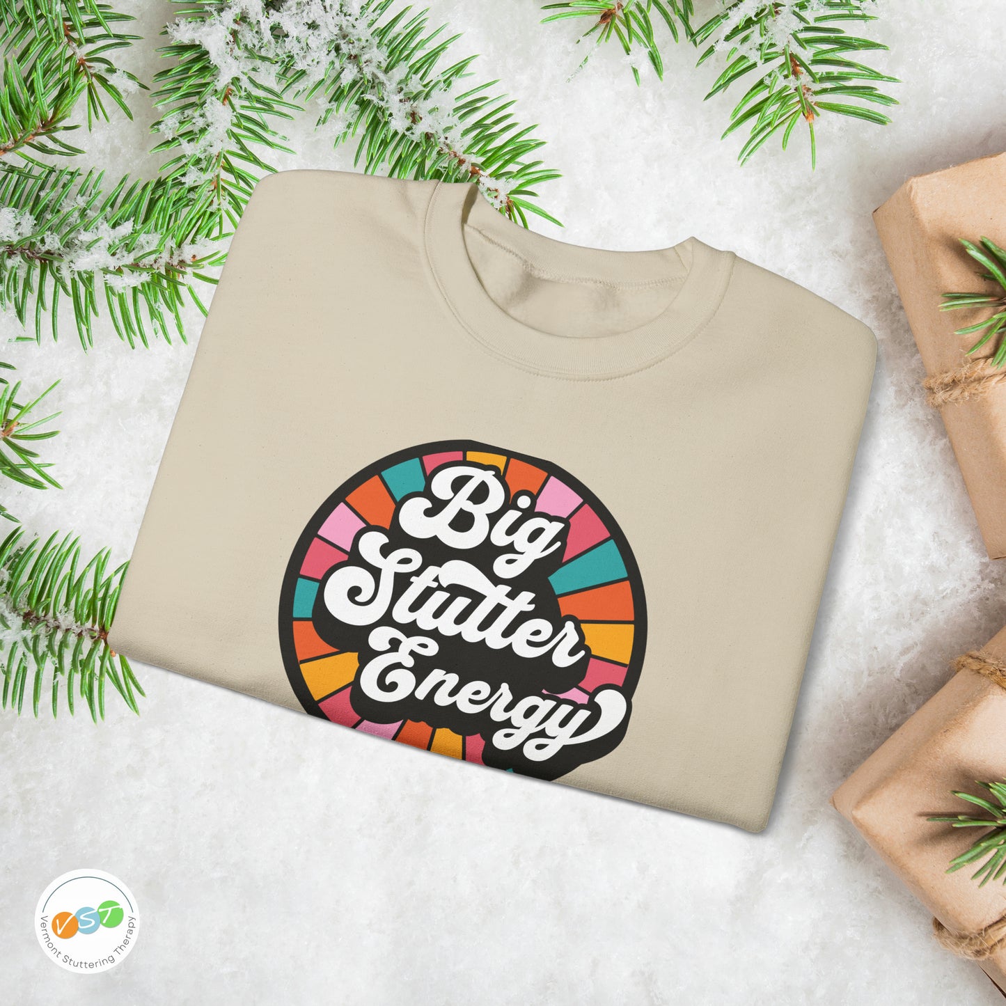 Big Stutter Energy Funny Retro Stuttering Crewneck Sweatshirt