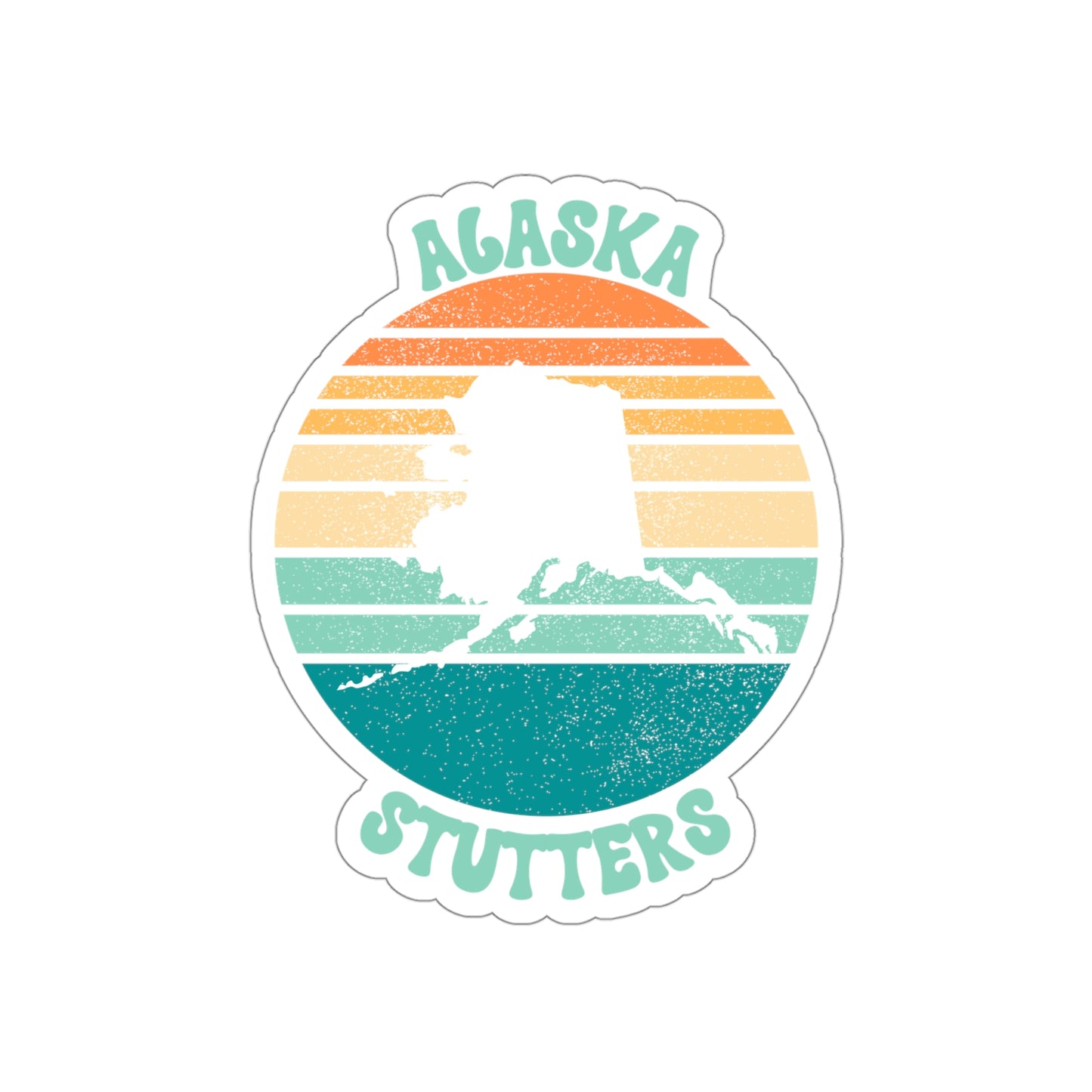 Alaska Stutters Retro Sun Sticker, 3", 4", 5" or 6"