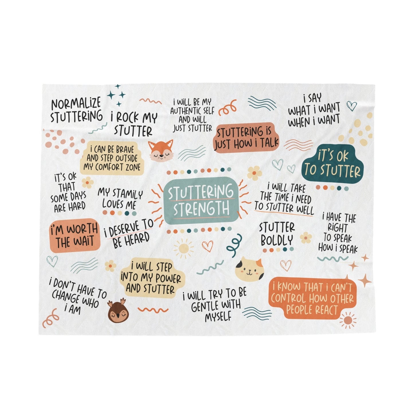 Stuttering Motivational Quotes Blanket Gift for Person Who Stutters