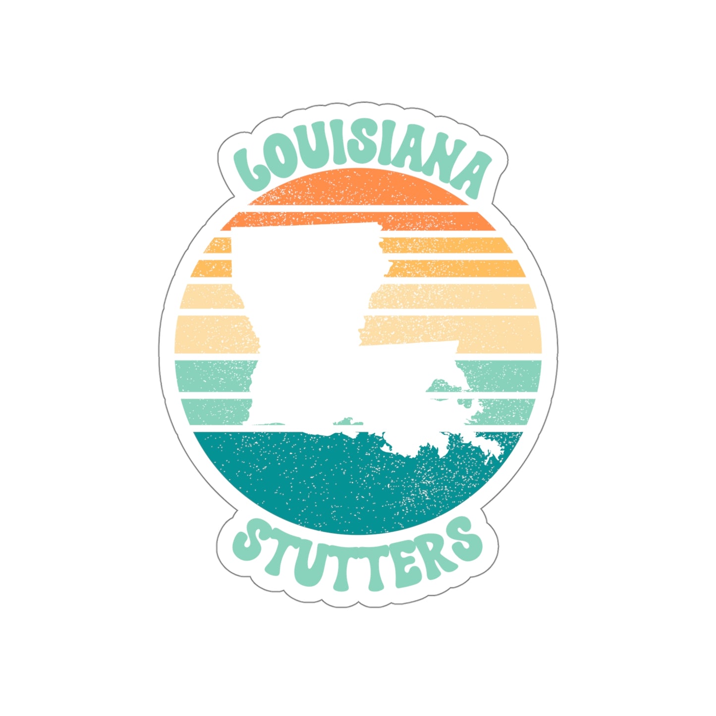 Louisiana Stutters Retro Sun Sticker, 3", 4", 5" or 6"