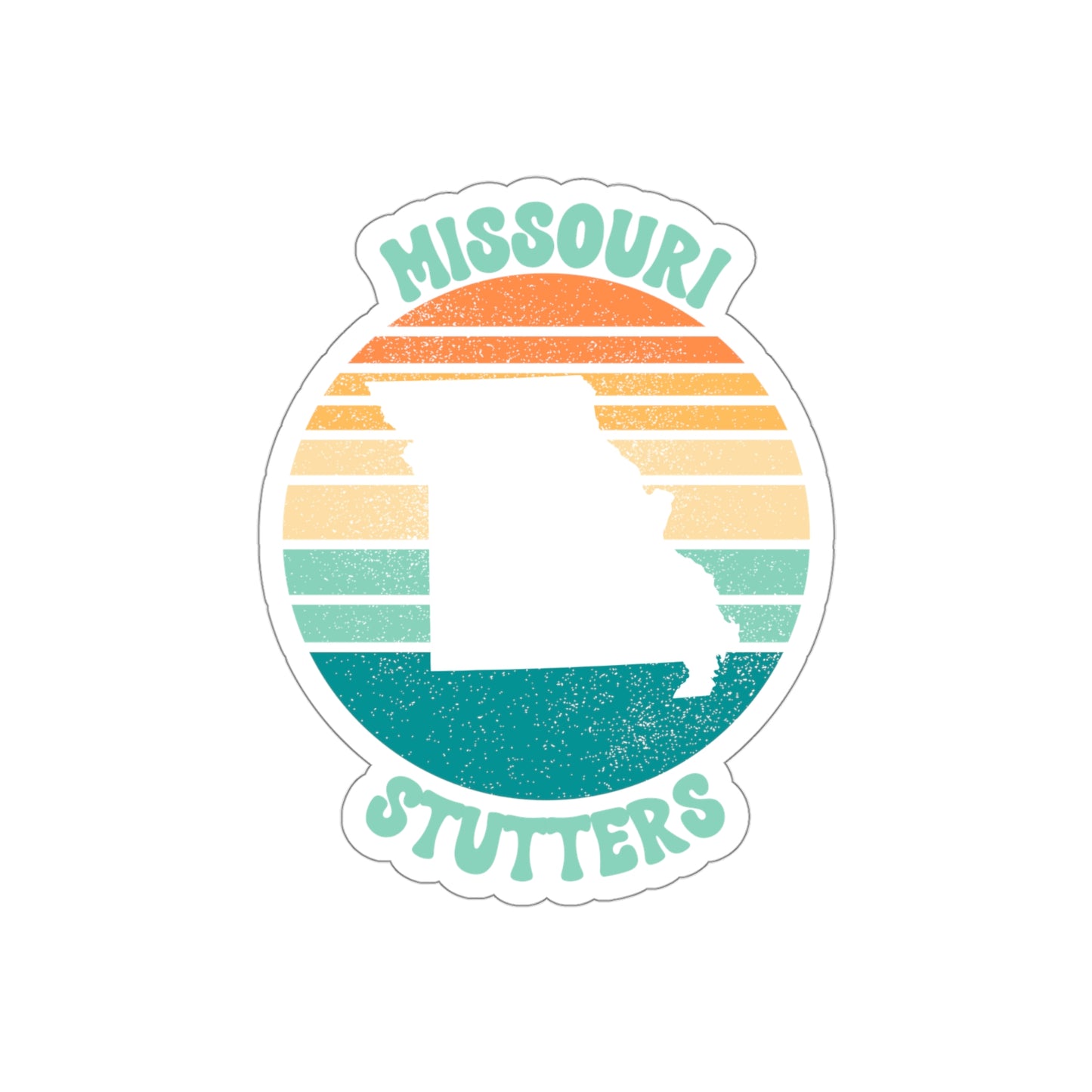 Missouri Stutters Retro Sun Sticker, 3", 4", 5" or 6"
